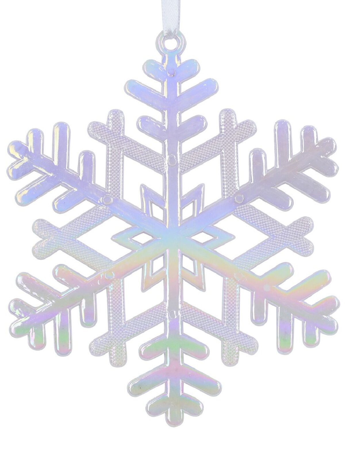 15cm Iridescent Gloss & Textured White Christmas Snowflake Ornament