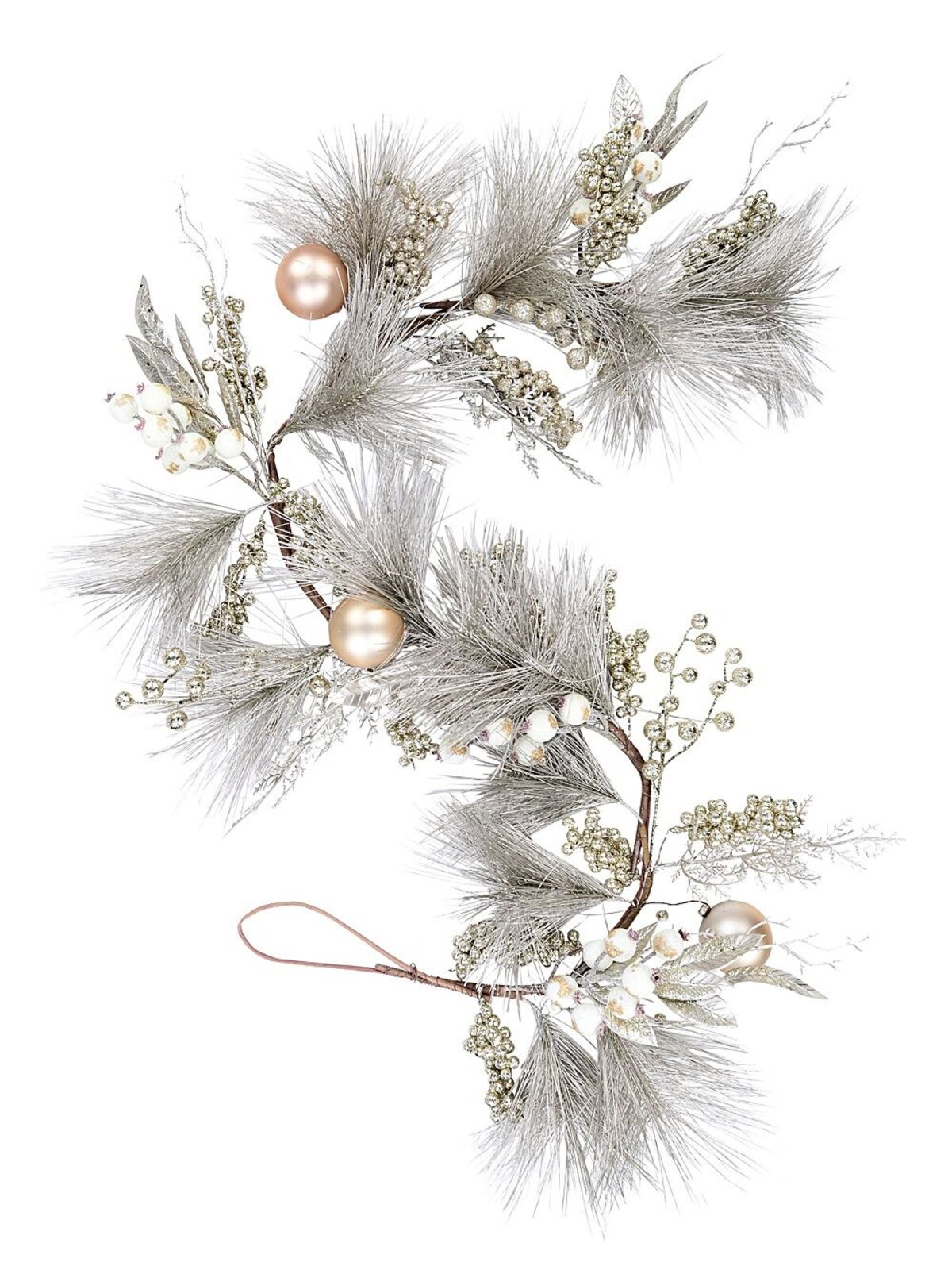 1.5m Decorated Champagne Weymouth Pine Garland | Berries & Baubles