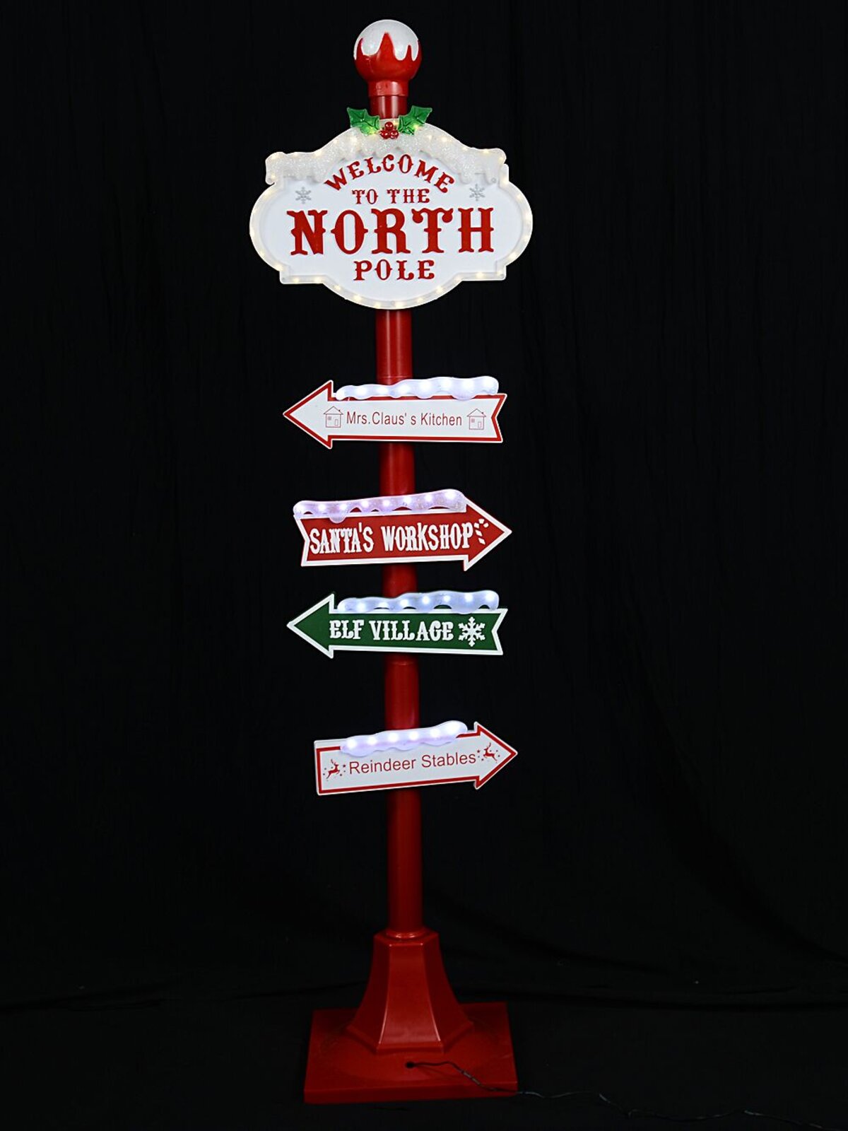 Welcome To The North Pole Indoor Christmas Directional LED Signpost | 1.5m