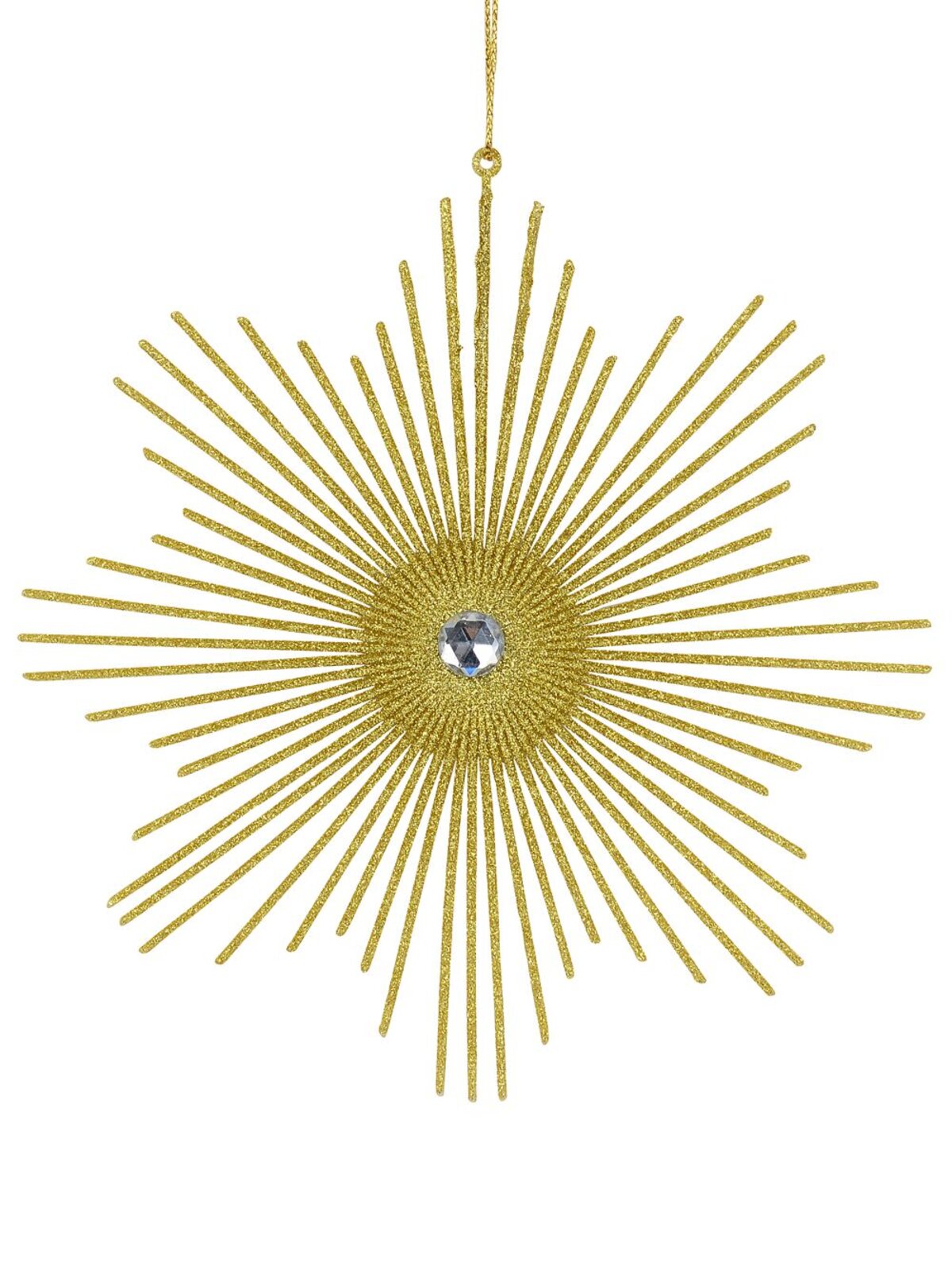 17cm Gold Glitter Starburst With Diamante Christmas Tree Ornament