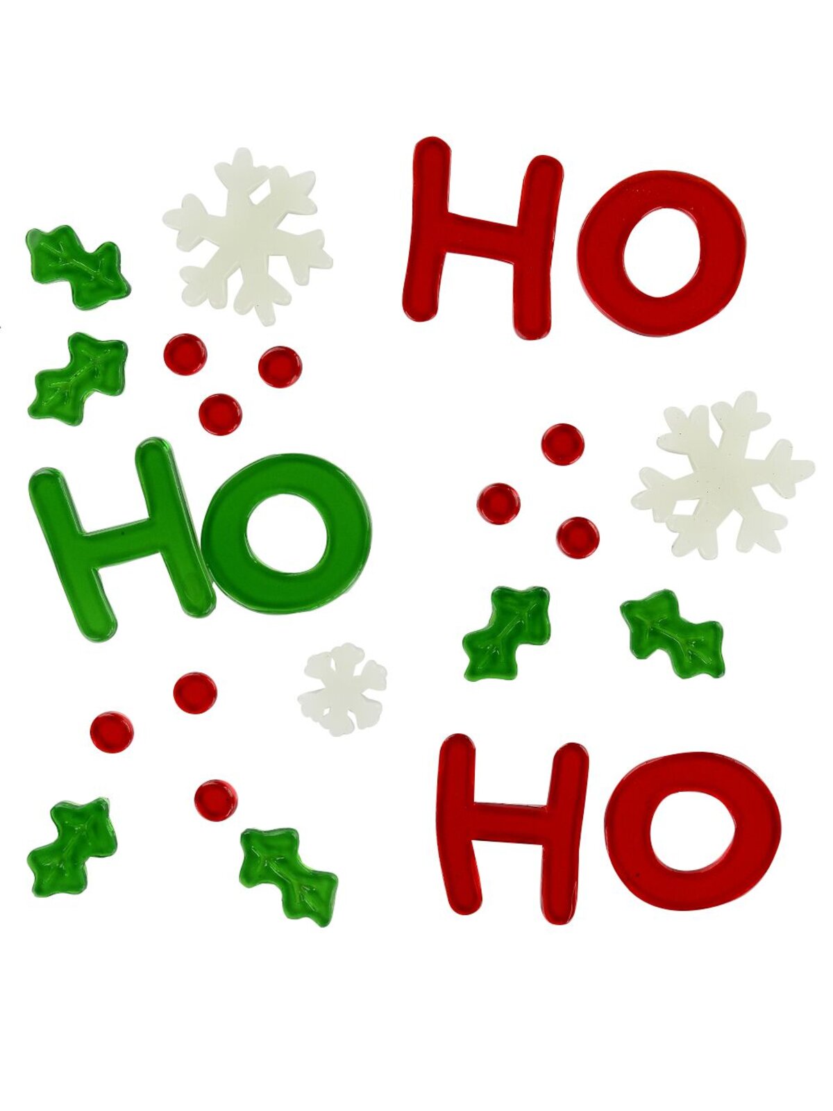 17cm Ho Ho Ho, Snowflakes & Holly Gel Window Cling
