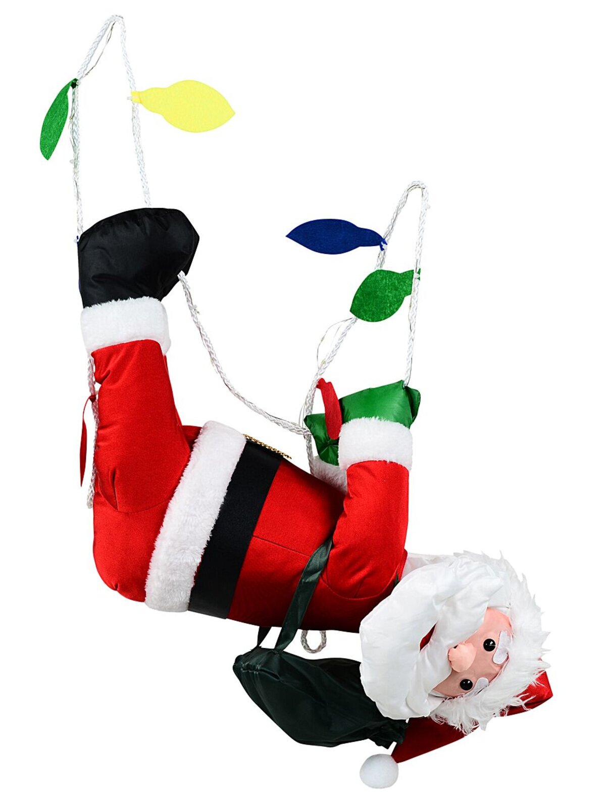 Hanging Rope Crawling Santa With LED Outdoor Nylon Decoration | 1.7m