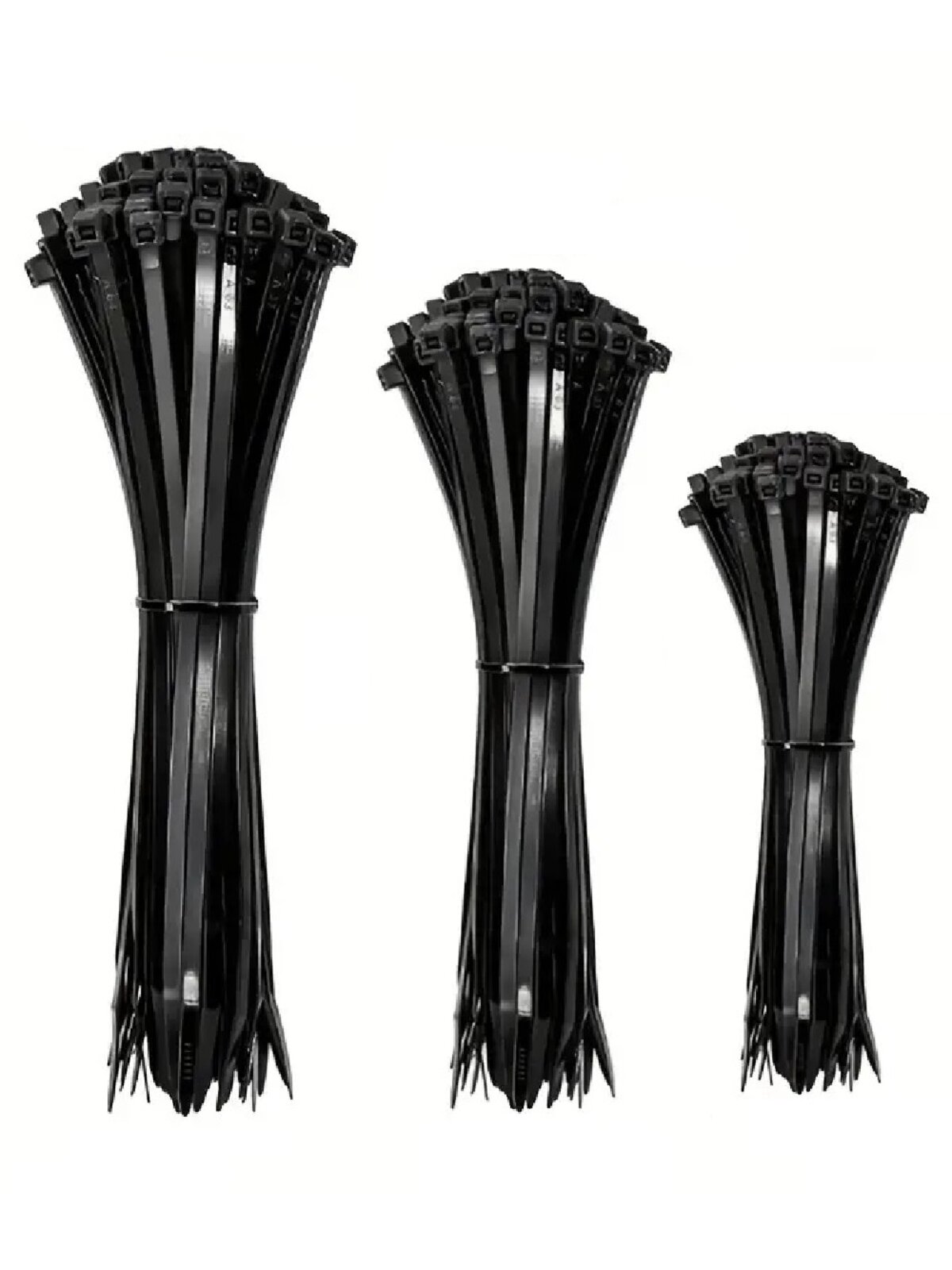 180x Black Nylon Cable Zip Ties | 10cm, 15cm & 20cm Self-Locking