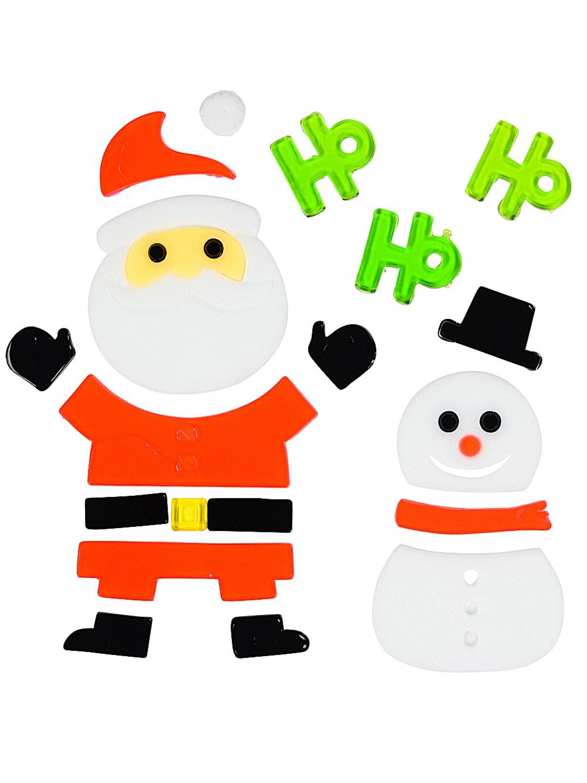 Santa Snowman & Ho Ho Ho Gel Window Cling | 18cm Removable Static Decals