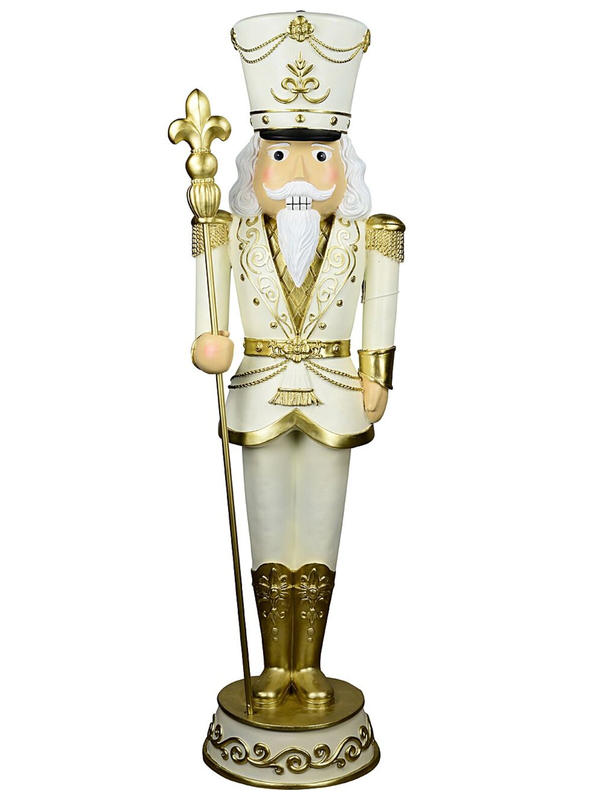 1.8m Gilded Ivory Nutcracker Life Size Resin Christmas Ornament