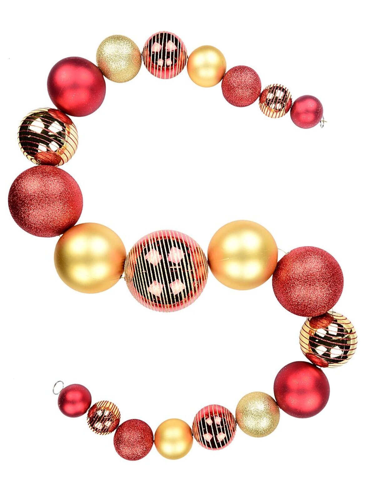 1.8m Red & Gold Glitter Detailed Large Display Bauble Swag Garland