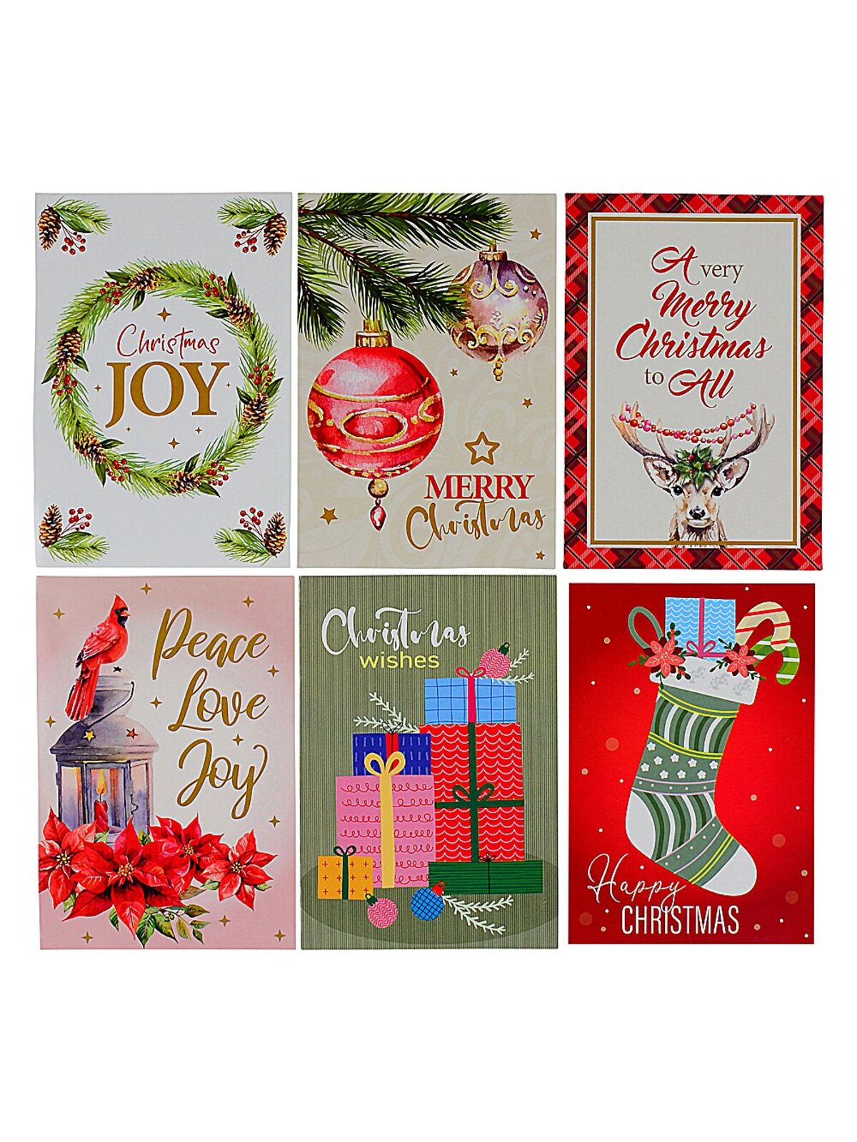18x Assorted Classic Traditional Christmas Icons Cards Pack | 16cm