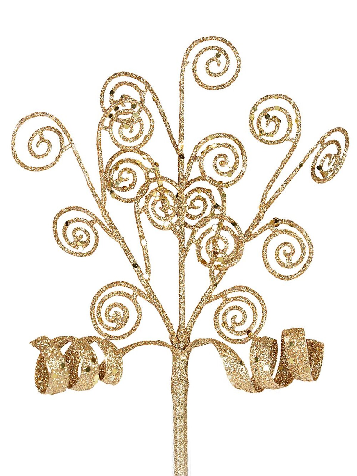 19cm Gold Branch Swirls & Curls Christmas Tree Clip Pick