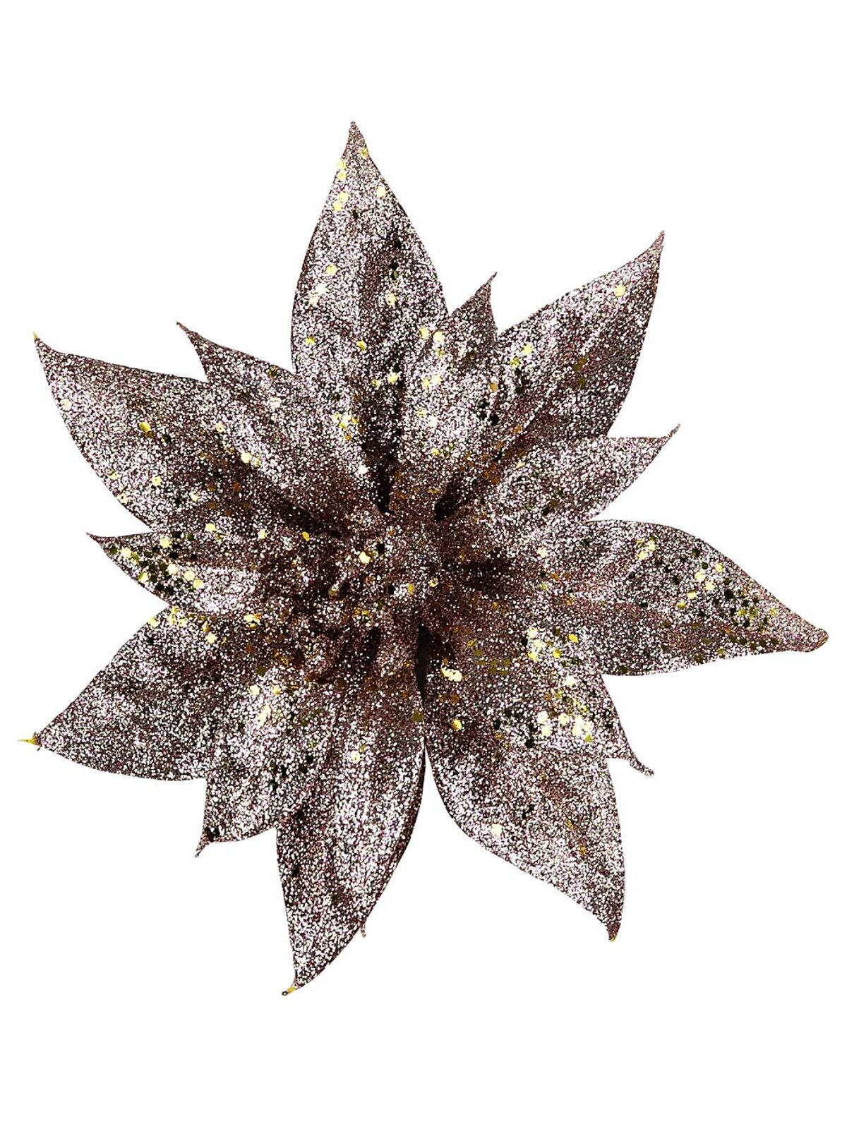 Pink Poinsettia With Silver & Gold Decor Christmas Tree Clip Pick | 19cm