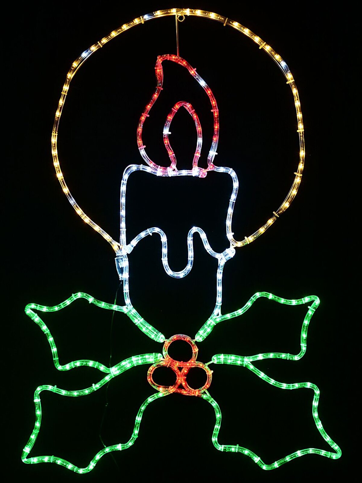 1m Dynamic Candle & Holly Outdoor Christmas LED Rope Light Display