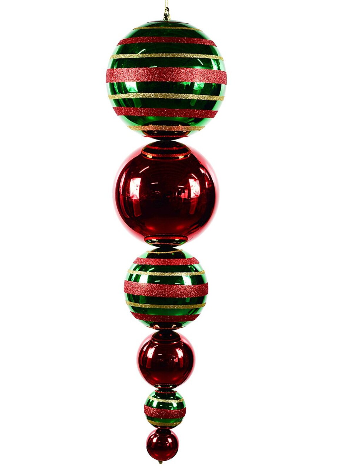 Red & Green Heritage Stripe Large Display Multi Ball Finial | 1m
