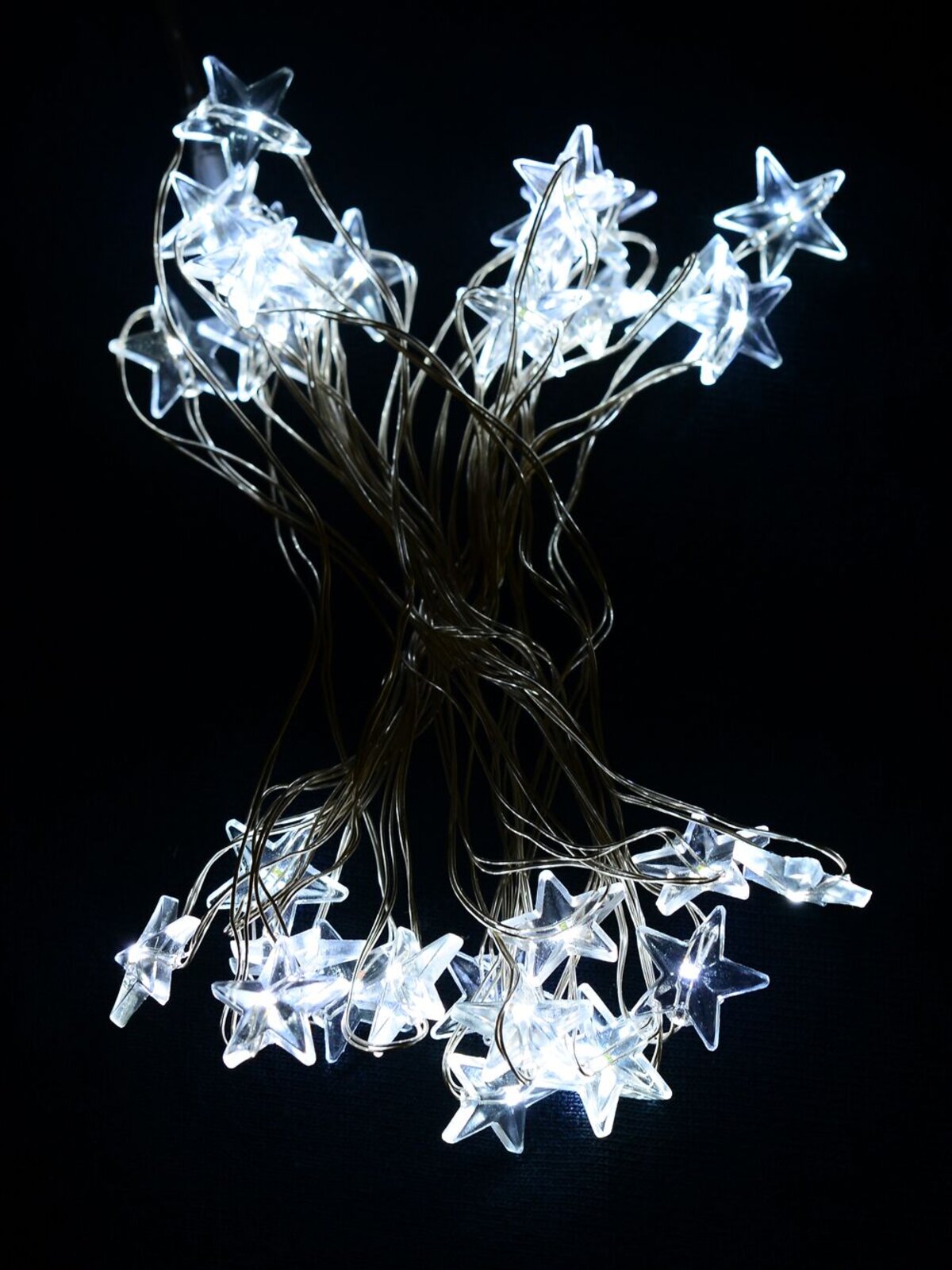 20 Cool White LED Stars String Fairy Static Battery Lights | 2m