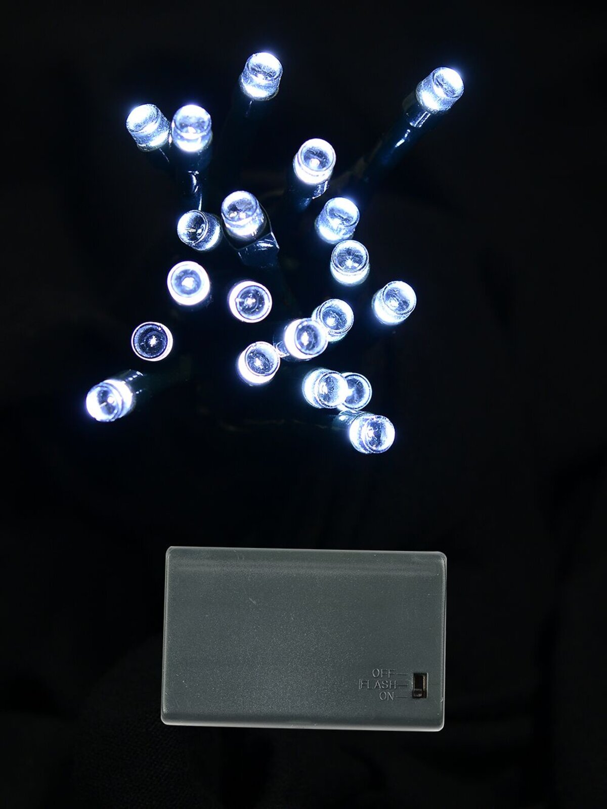 20 Cool White LED String Fairy Battery Lights With Static & Flash | 2.3m
