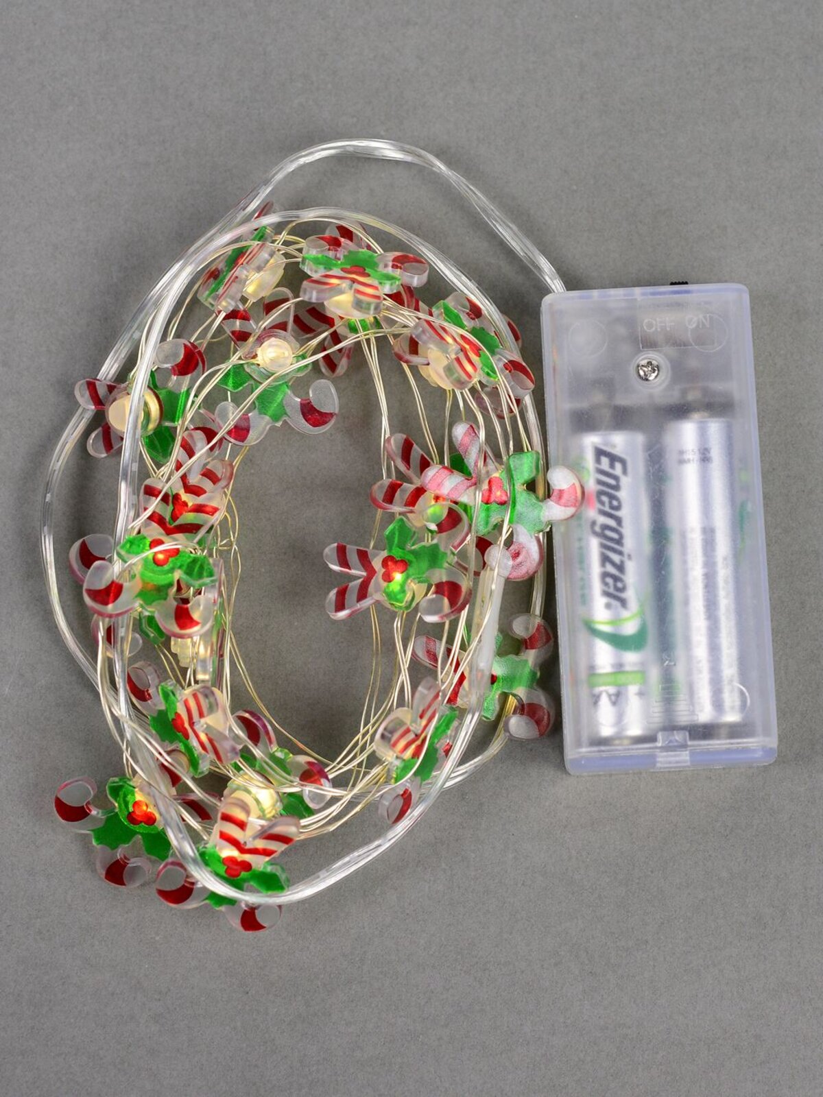 20 Warm White LED Candy Canes String Fairy Static Battery Lights | 2m — image 3