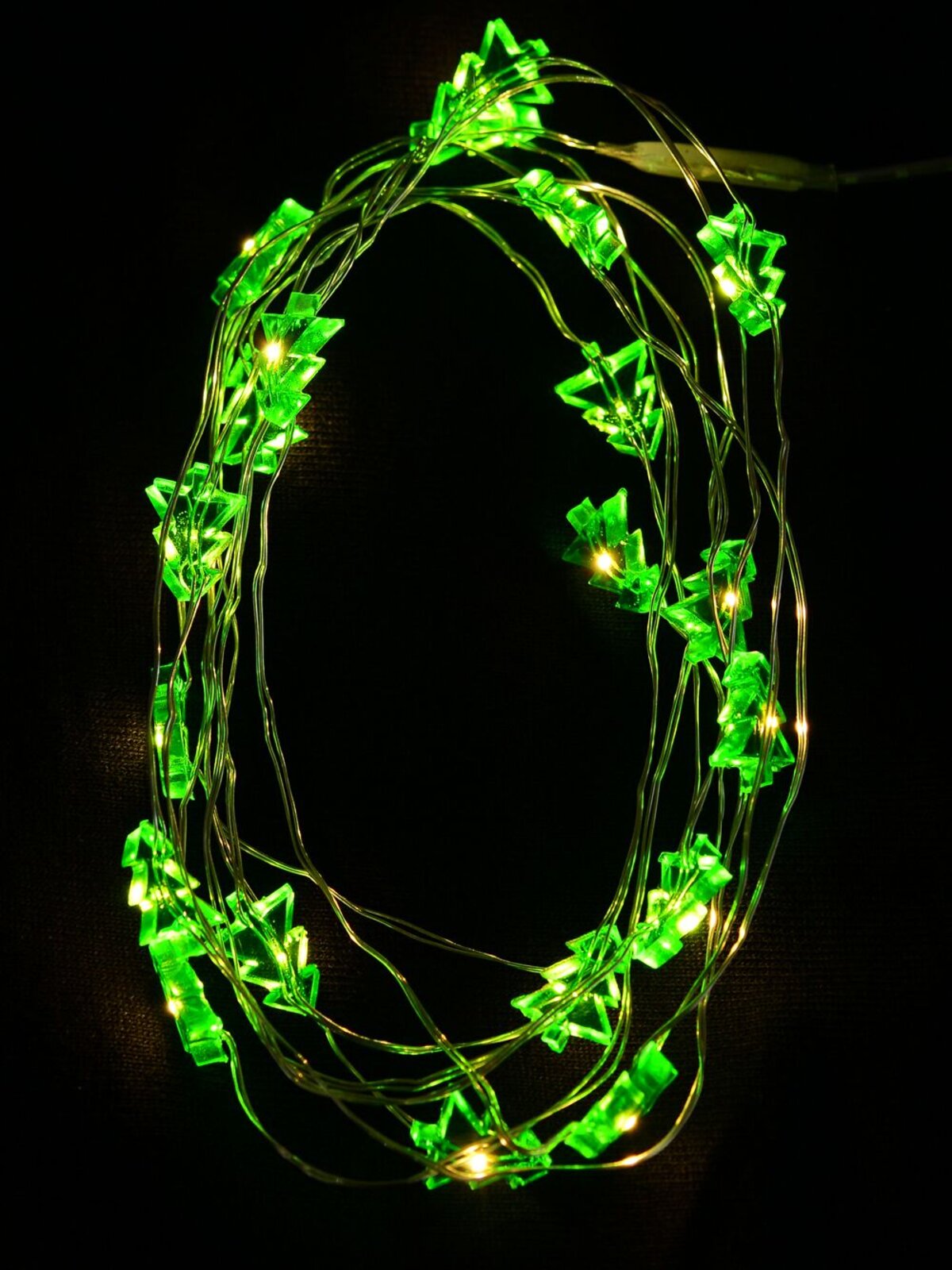 20 Warm White LED Green Christmas Tree Battery String Lights - 1.9m