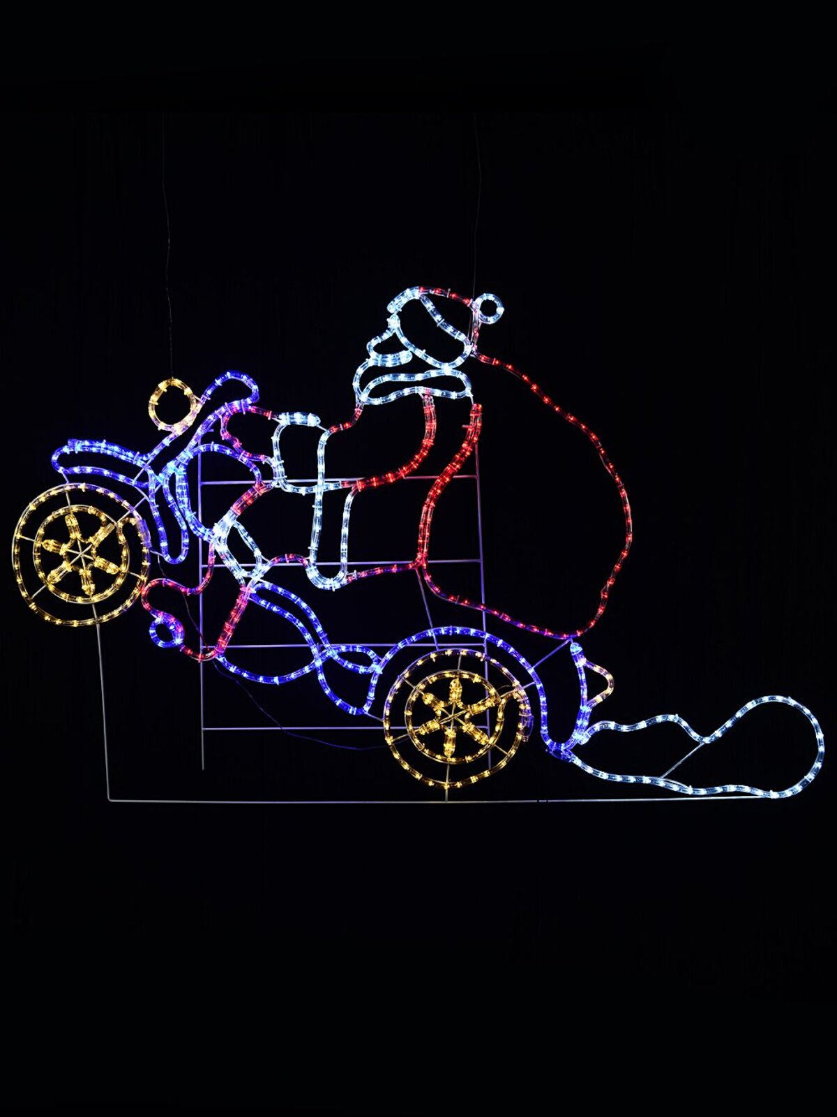 1.5m Dynamic Taking Off Santa On Motorcycle Christmas LED Light Display