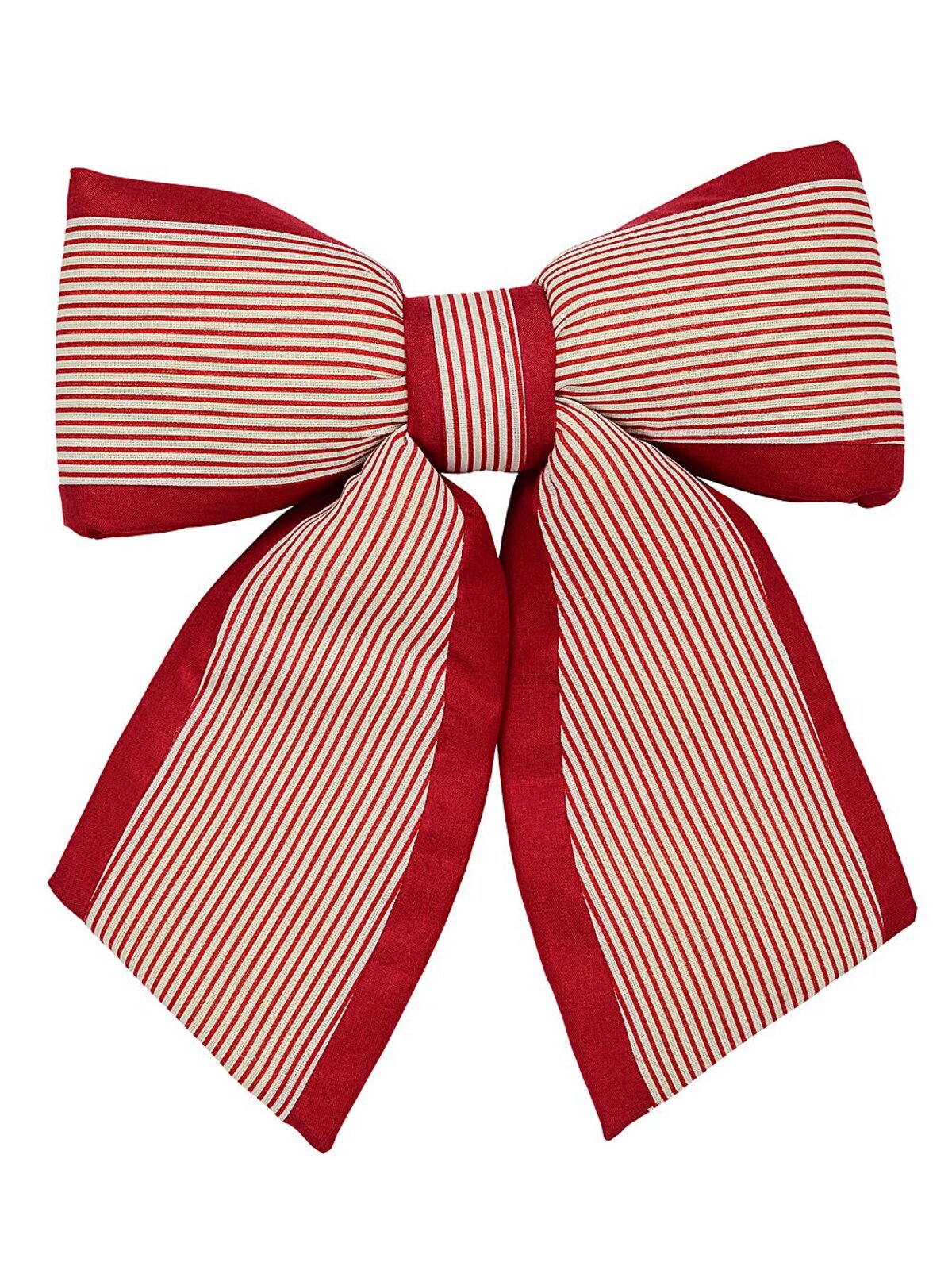 Red & Cream Ticking Stripe Fabric Padded Signature Bow | 51cm