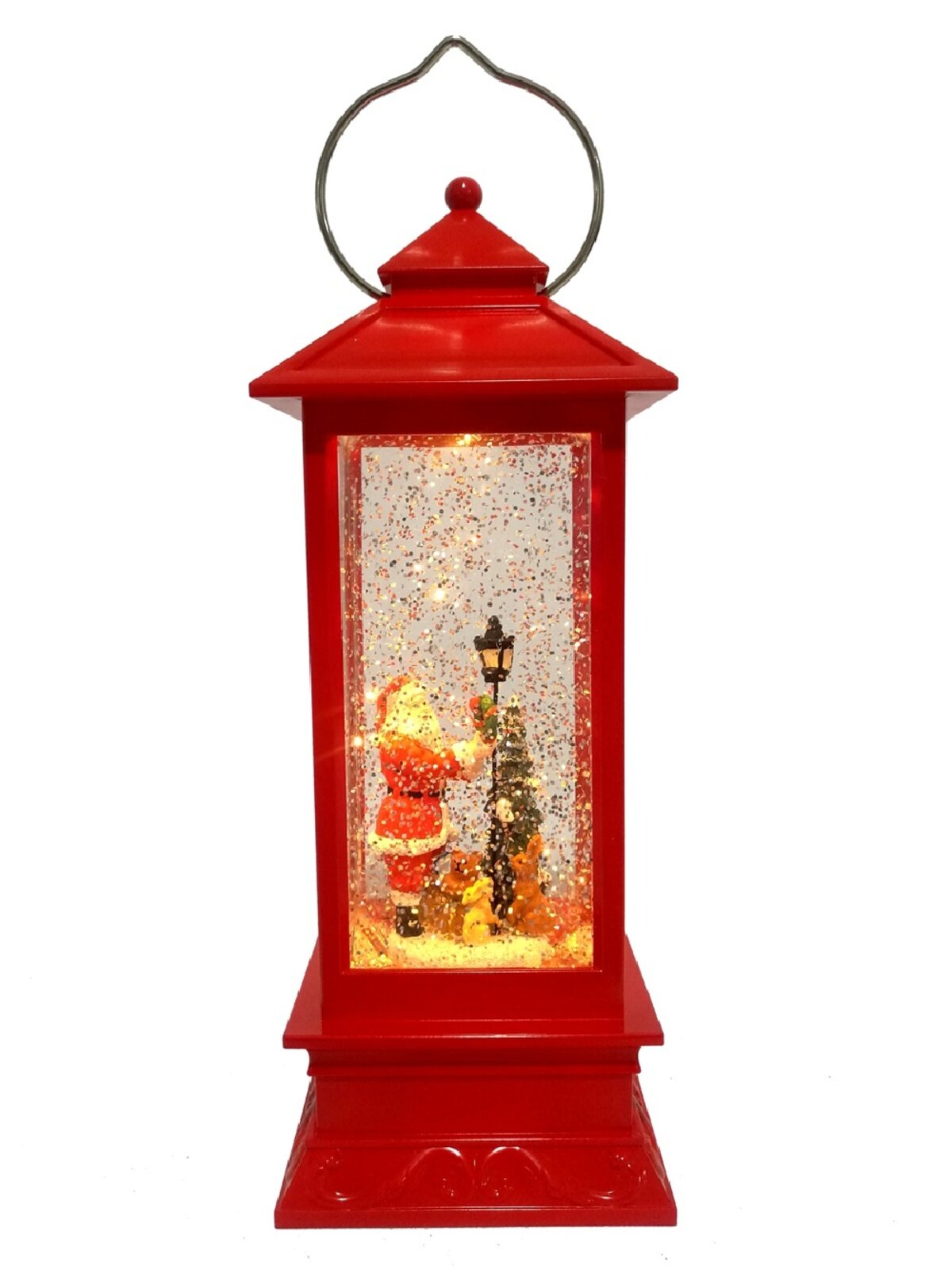 Santa & Lamppost Large LED Christmas Snow Globe Lantern | 28cm