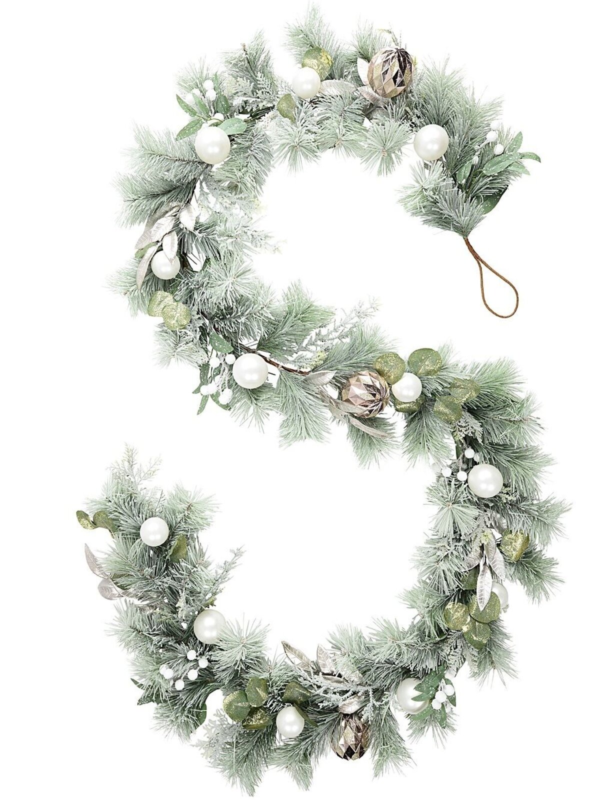 2.7m Mixed Botanical Blush Christmas Garland | Pink White & Metallic Accents