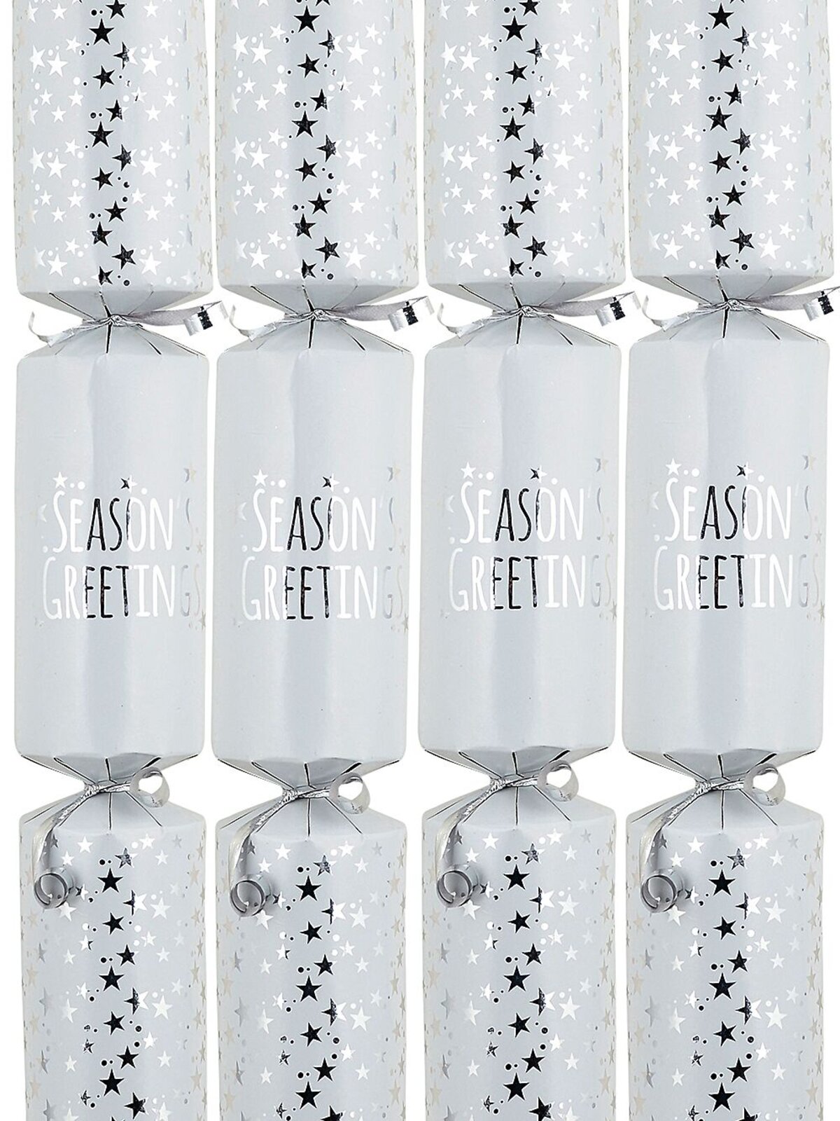 50x Season's Greetings Stars On White Christmas Bon Bons (Crackers) | 30cm