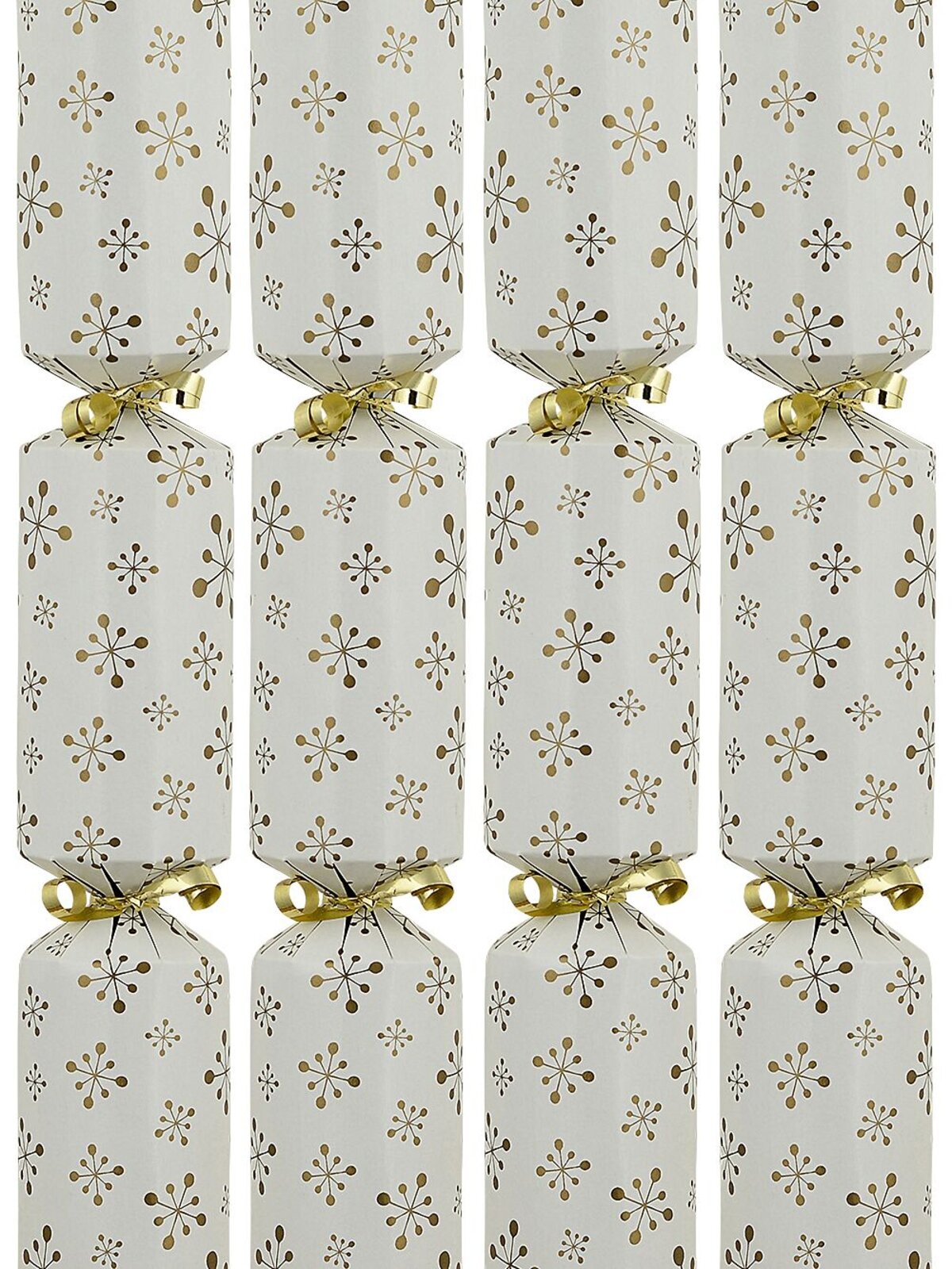 50x Matte White & Gold Whimsical Star Christmas Bon Bons (Crackers) | 31cm