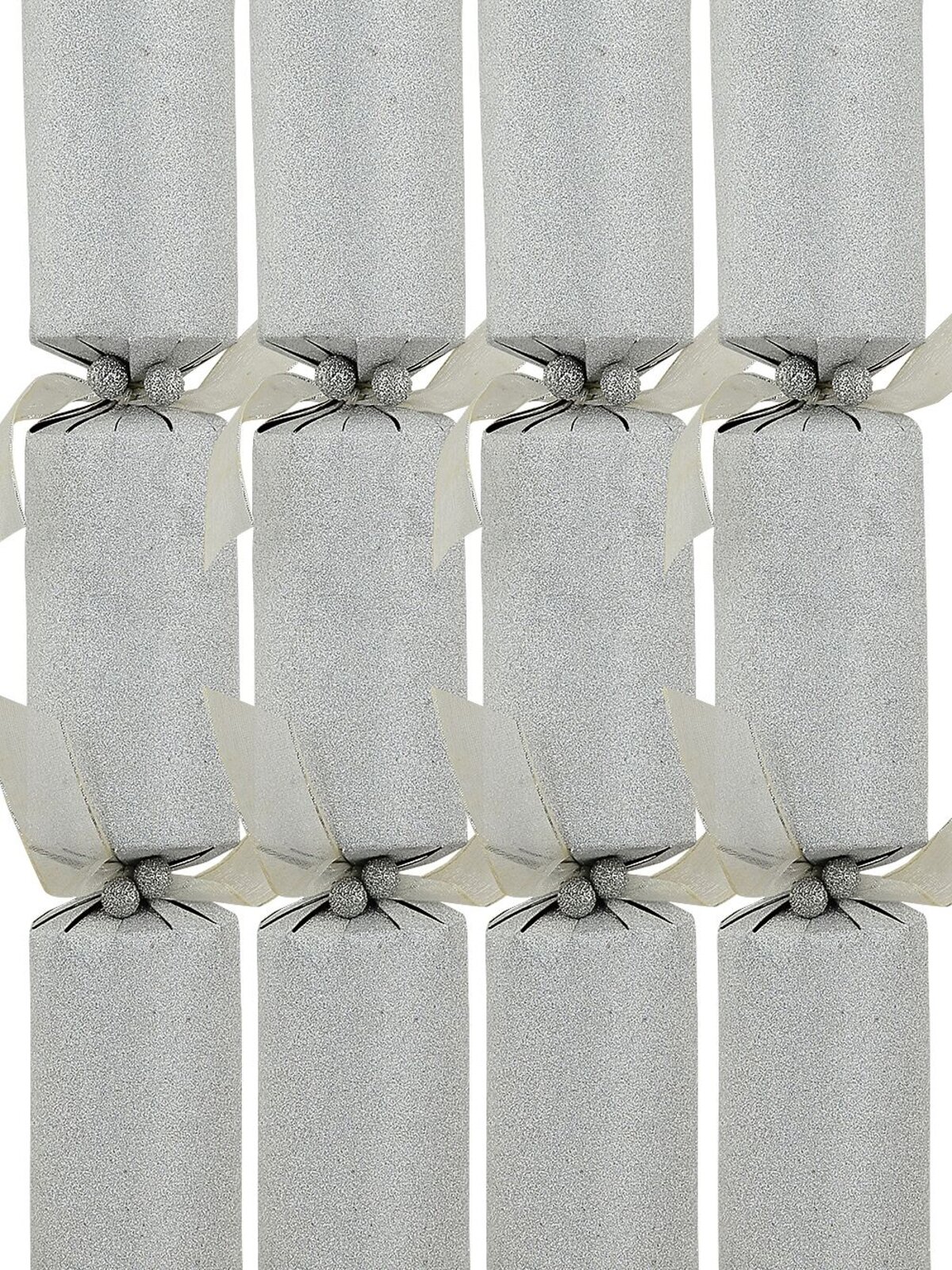 25x Luxury Sterling Silver Glitter Christmas Bon Bons (Crackers) | 34cm