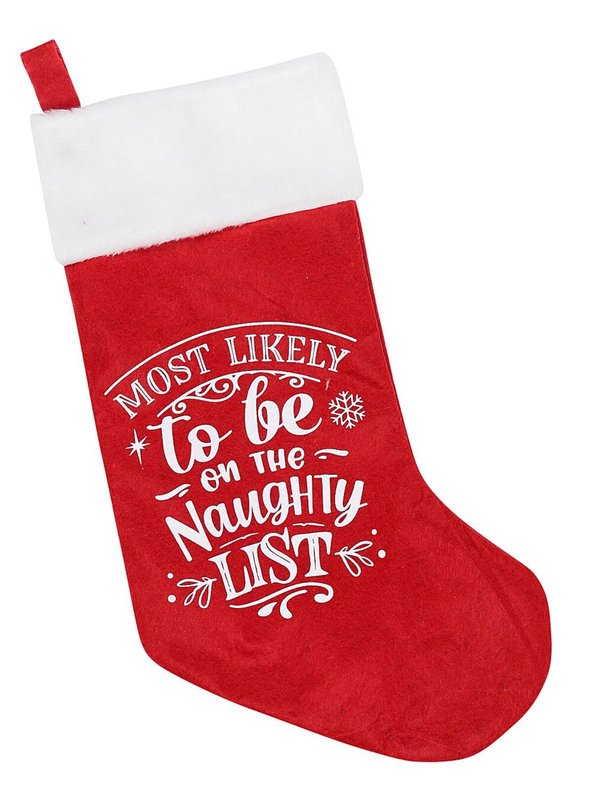 Most Likely To Be On The Naughty List Red Felt Christmas Stocking | 46cm