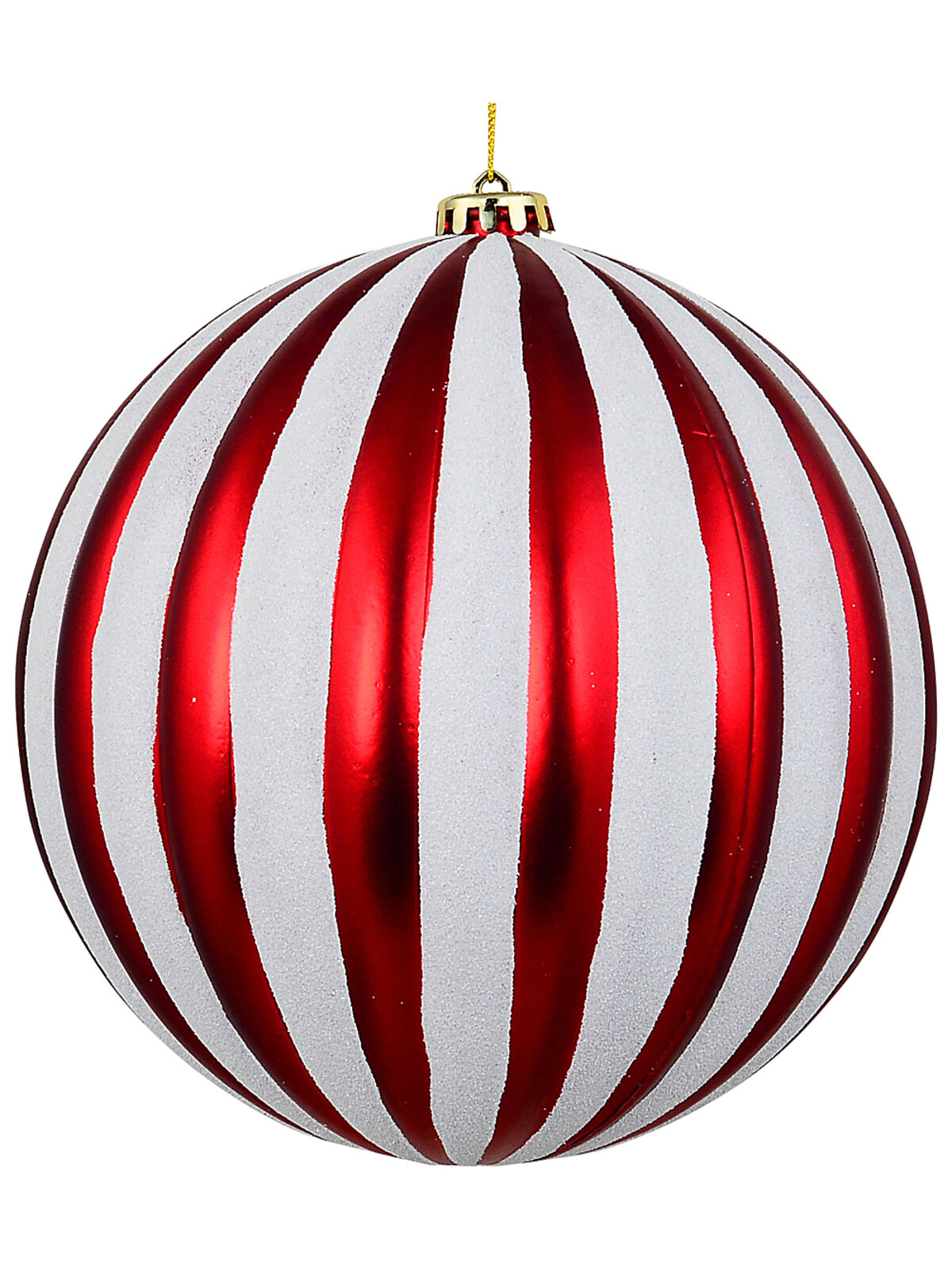 Dynamic Candy Red & White Grand Ribbed Candy Cane Display Bauble | 20cm