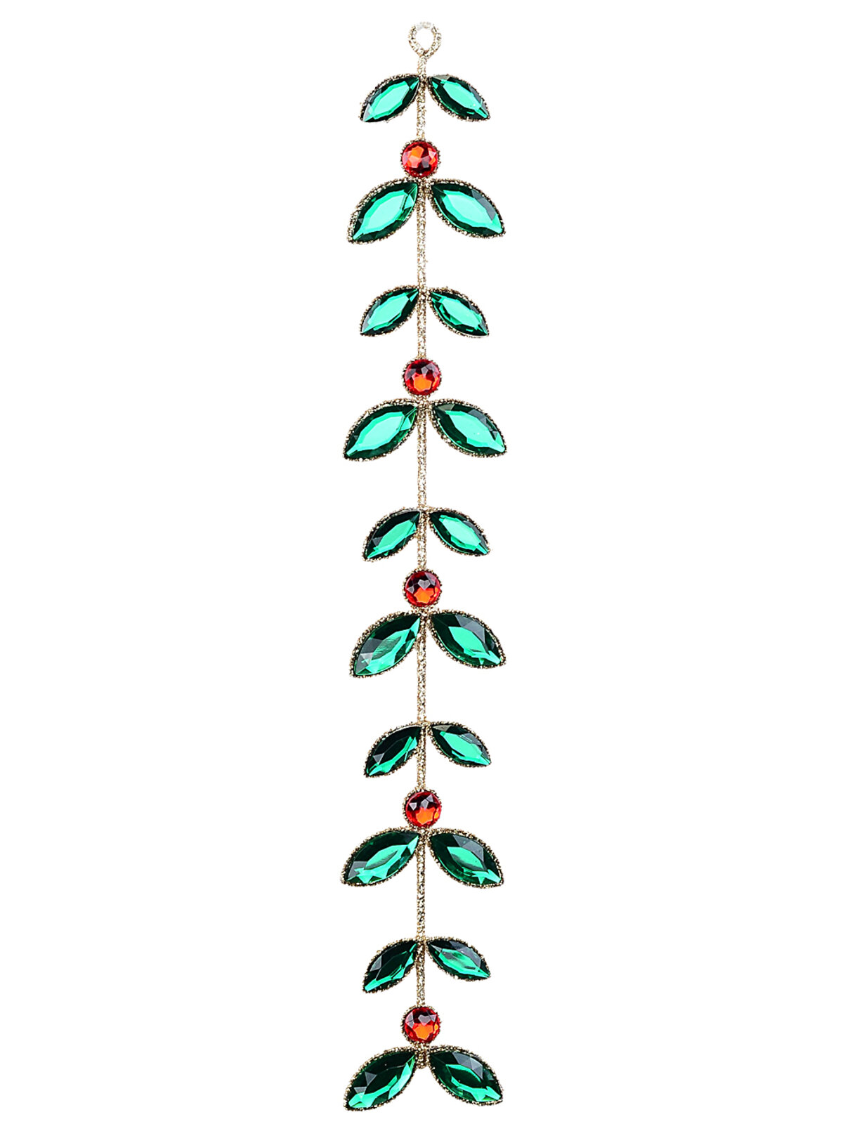 Regal Emerald & Ruby Gemstone Drop Vine Christmas Tree Ornament | 30cm
