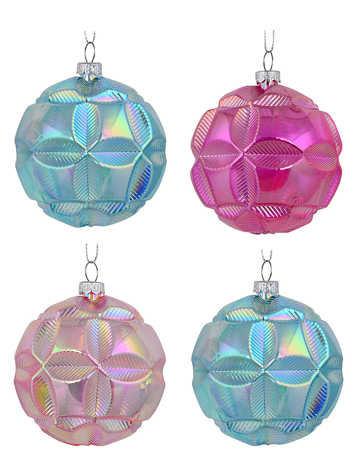 6x Whimsical Iridescent Pastel Statement Geometric Floral Baubles | 80mm