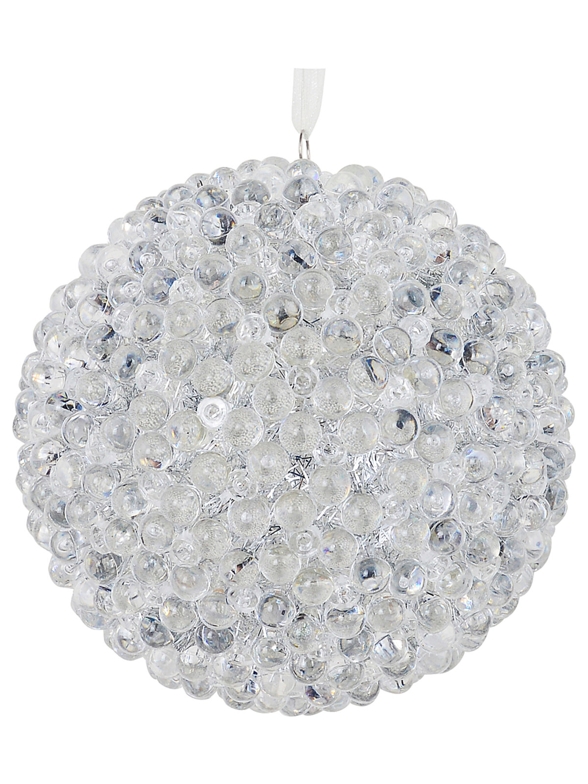 Whimsical Clear & Silver Grand Crystal Beaded Shimmer Bauble | 12cm