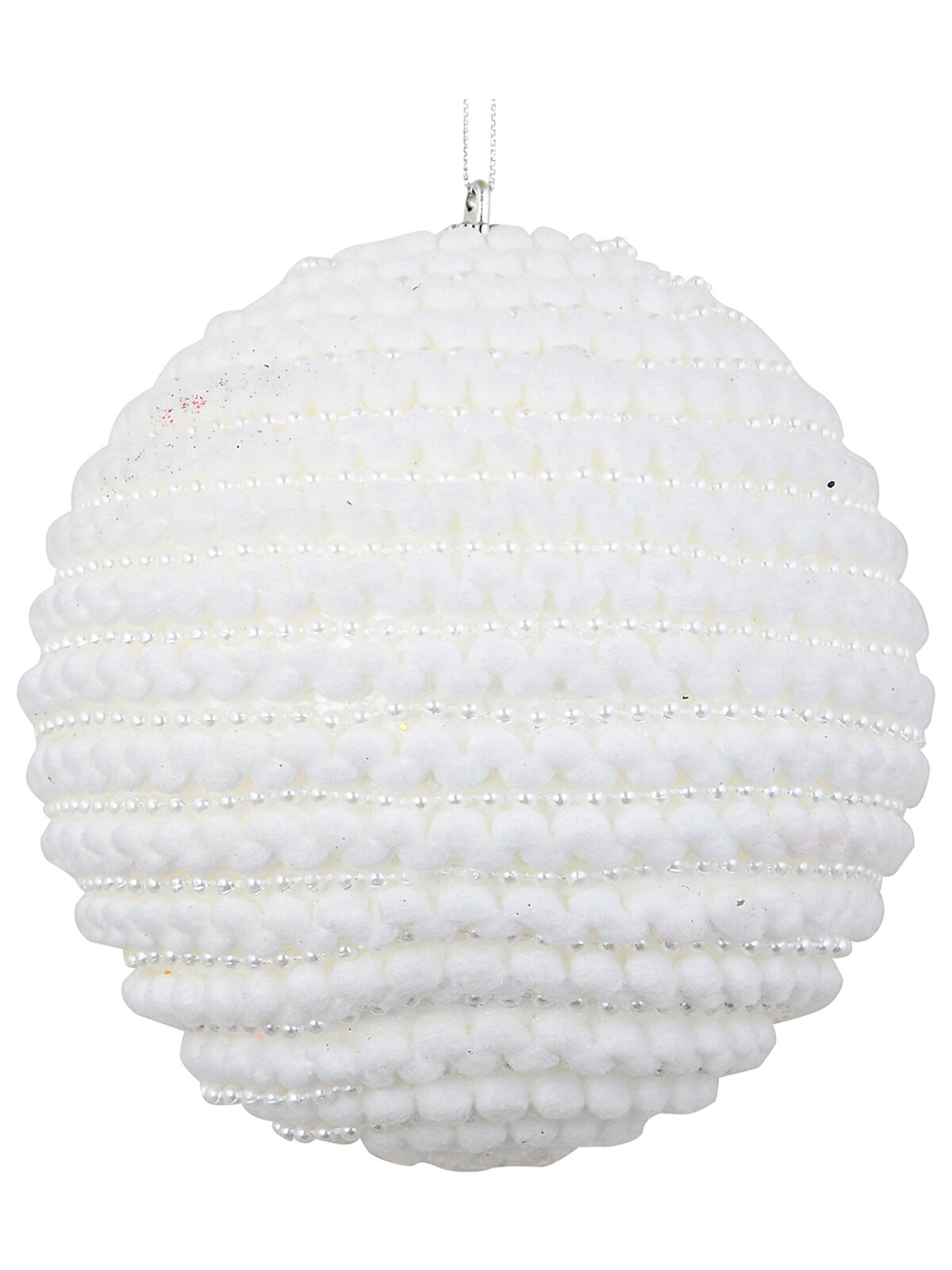Whimsical Snow White & Silver Grand Popcorn Knit Pearl Bauble | 13cm
