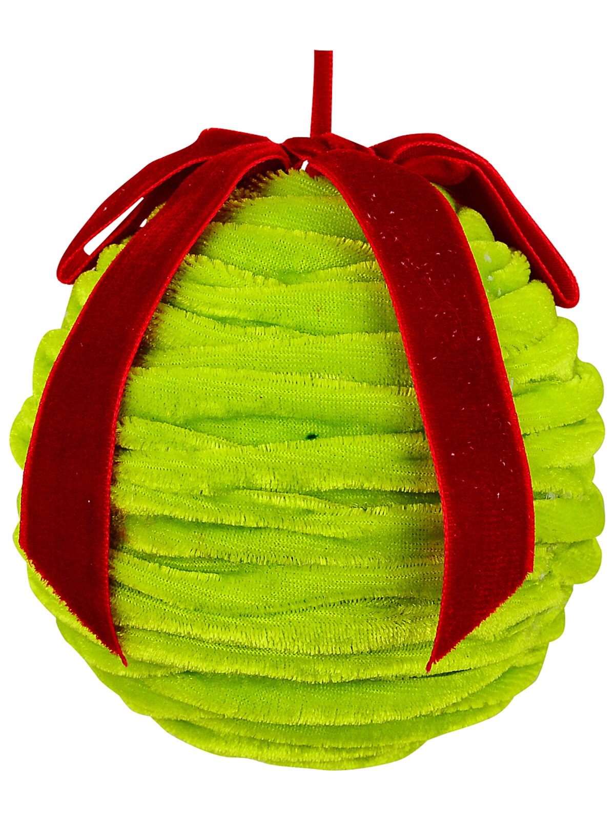 Whimsical Lime Green & Crimson Red Essential Ruched Pleated Bauble | 90mm