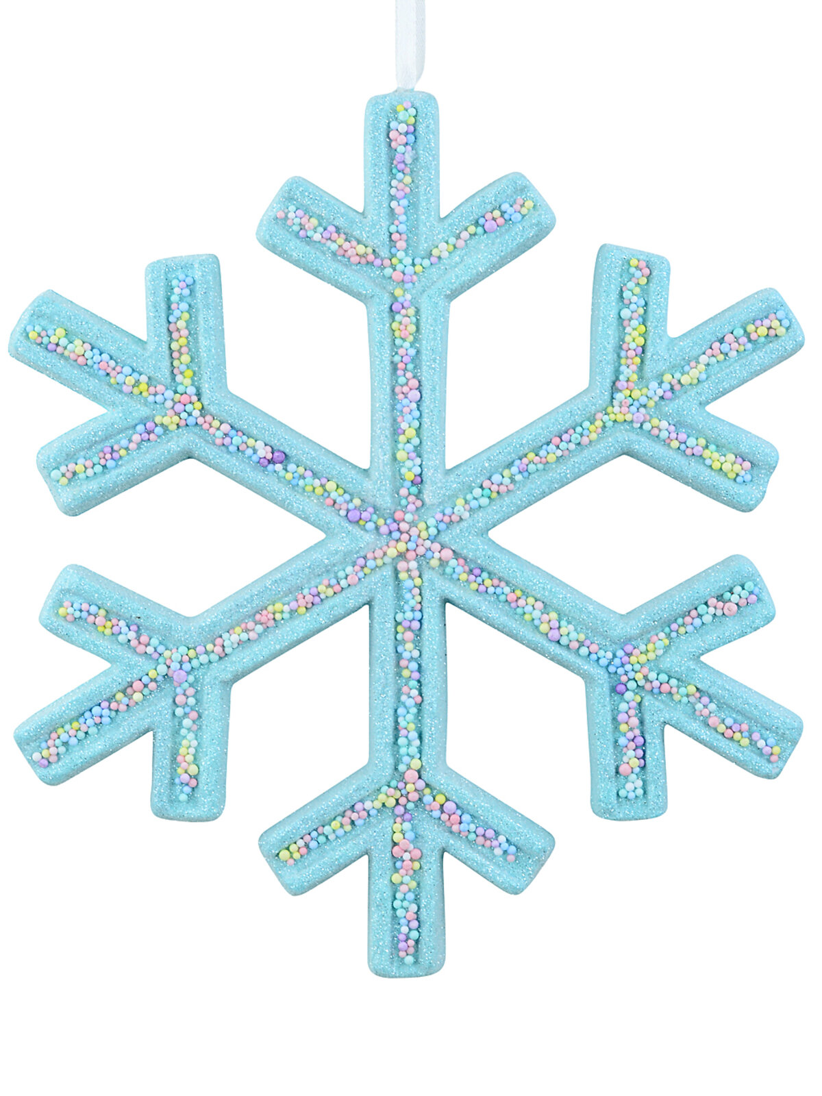 Whimsical Aqua Ice Blue Grand Frosted Sprinkle Snowflake | 25cm