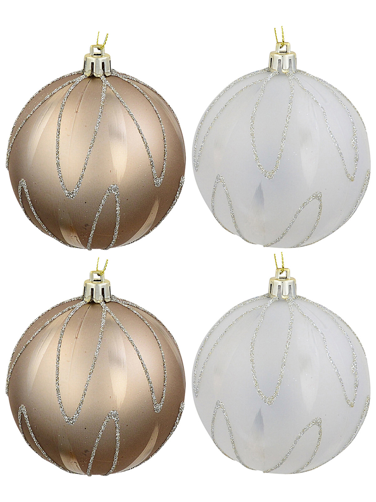 4x Celestial Rose Gold & Frosted White Signature Petal Filigree Baubles | 80mm