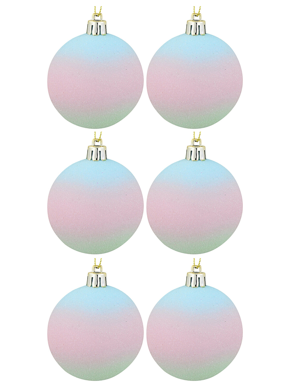 6x Whimsical Pastel Ombre Essential Sugared Frosted Baubles | 60mm