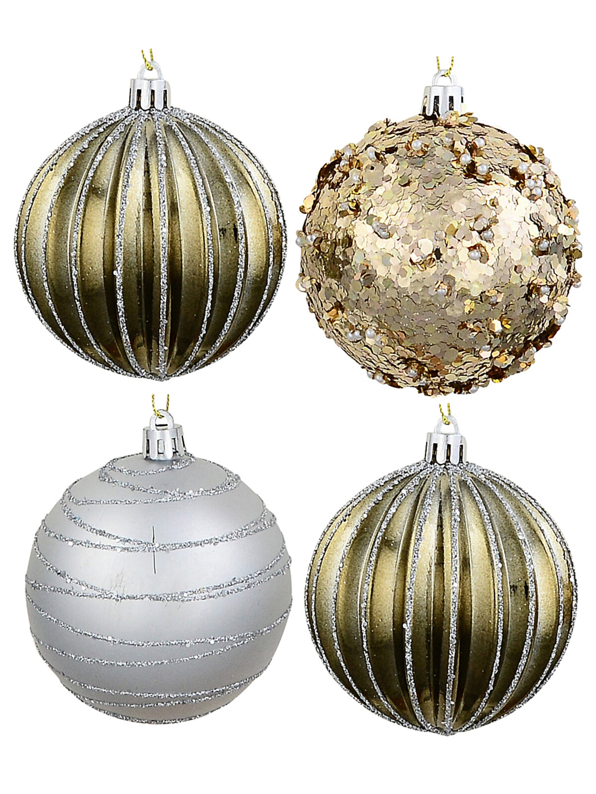 24x Dynamic Mixed Metallic Signature Ribbed & Embellished Baubles | 80mm