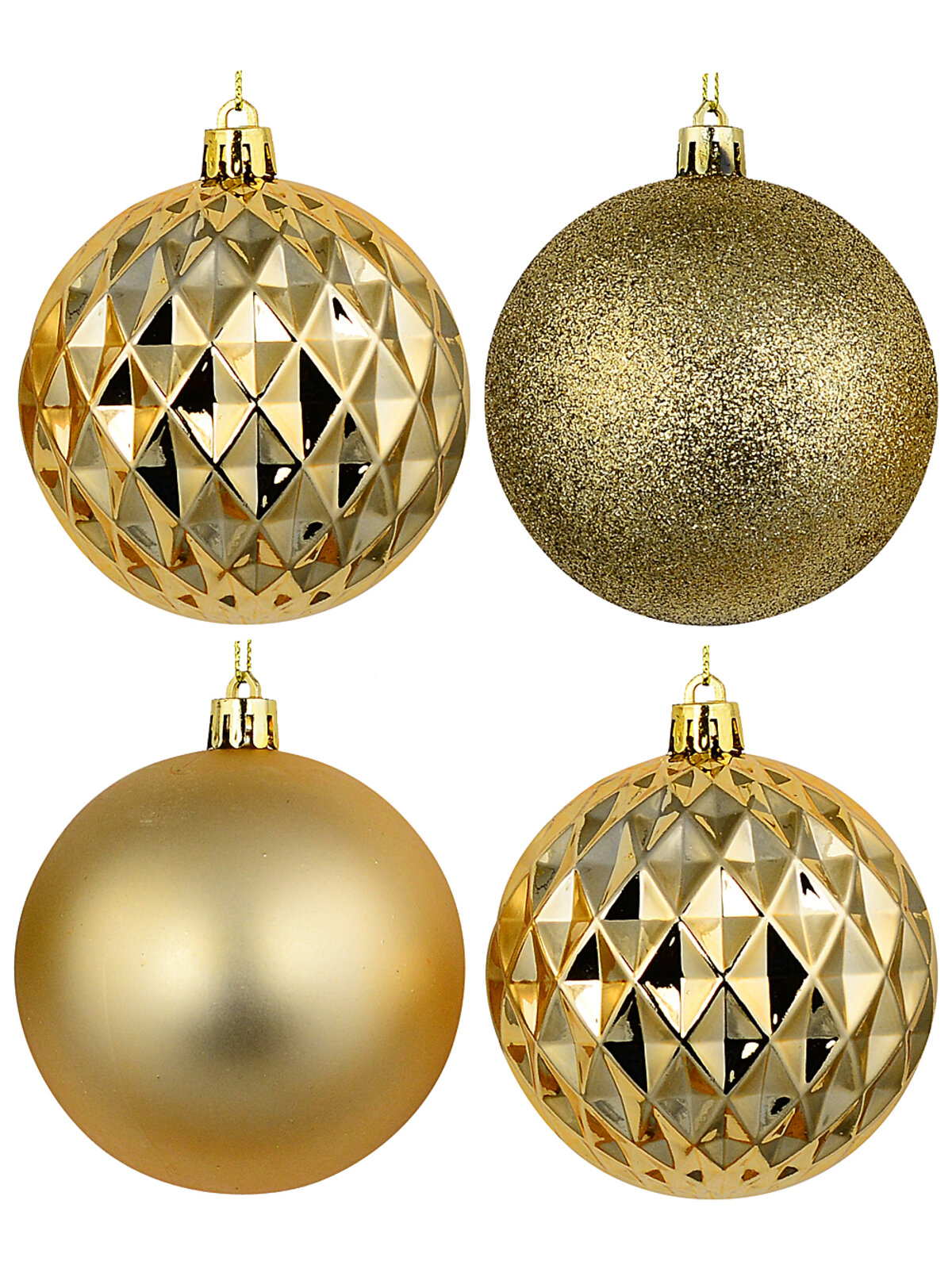 4x Classic Gold Signature Mixed Texture Baubles | 80mm