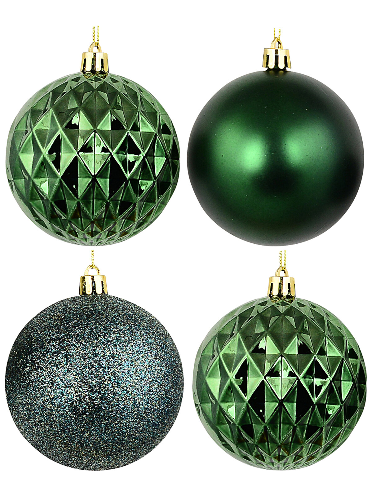 4x Heritage Deep Forest Green Signature Mixed Texture Baubles | 80mm