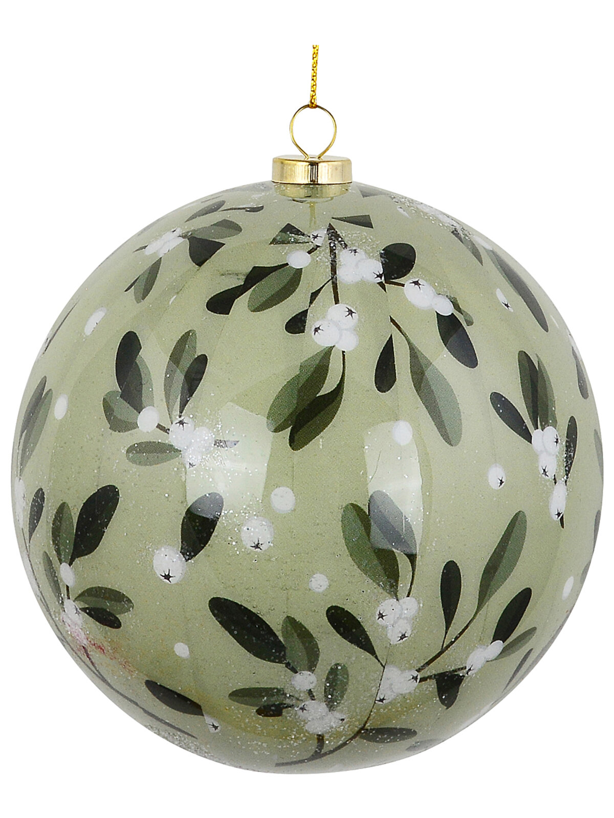 Whimsical Sage Green Signature Mistletoe Decoupage Bauble | 10cm
