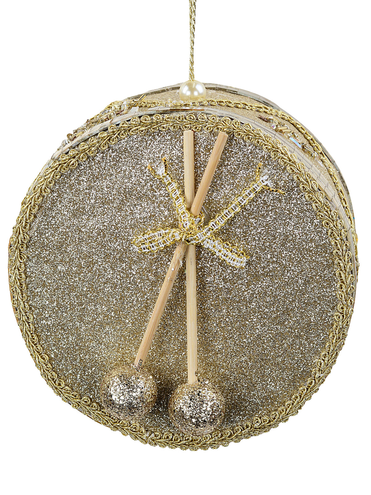 Dynamic Antique Gold & Platinum Mirror Bespoke Festive Mosaic Drum | 15cm