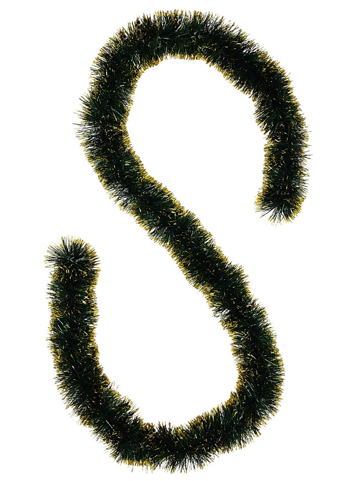 Premium 6ply Gold Tipped Spruce Dark Green Tinsel Garland | 2.7m x 12cm