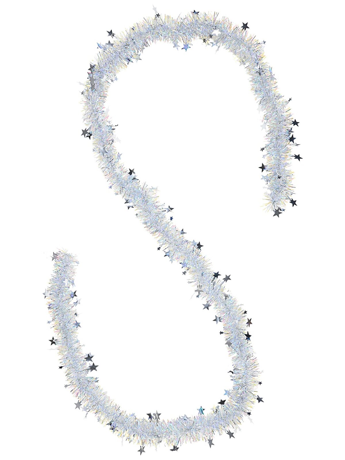Decorated Classic 5ply Silver Star Christmas Tinsel Garland | 2.7m x 70mm