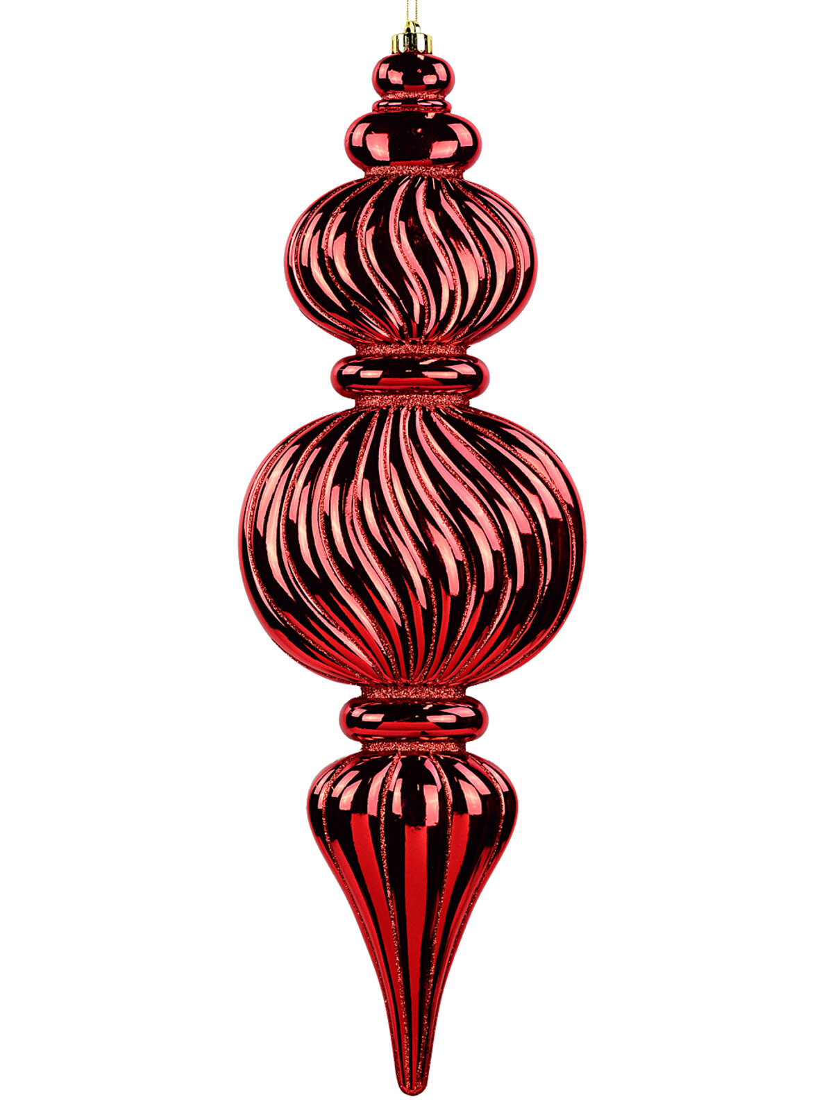 Apple Red Metallic & Glitter Swirl Tiered Large Display Finial | 59cm