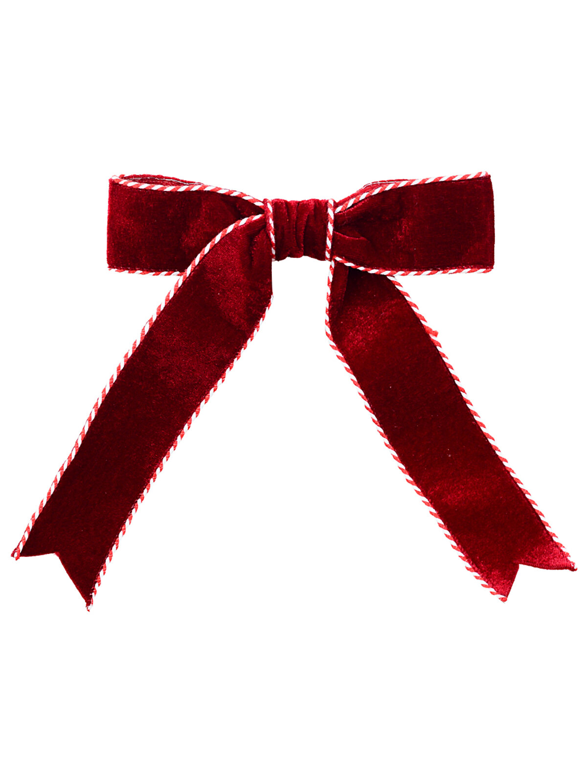 Regal Crimson Velvet Christmas Bow Candy Cane Border Clip Pick | 17cm