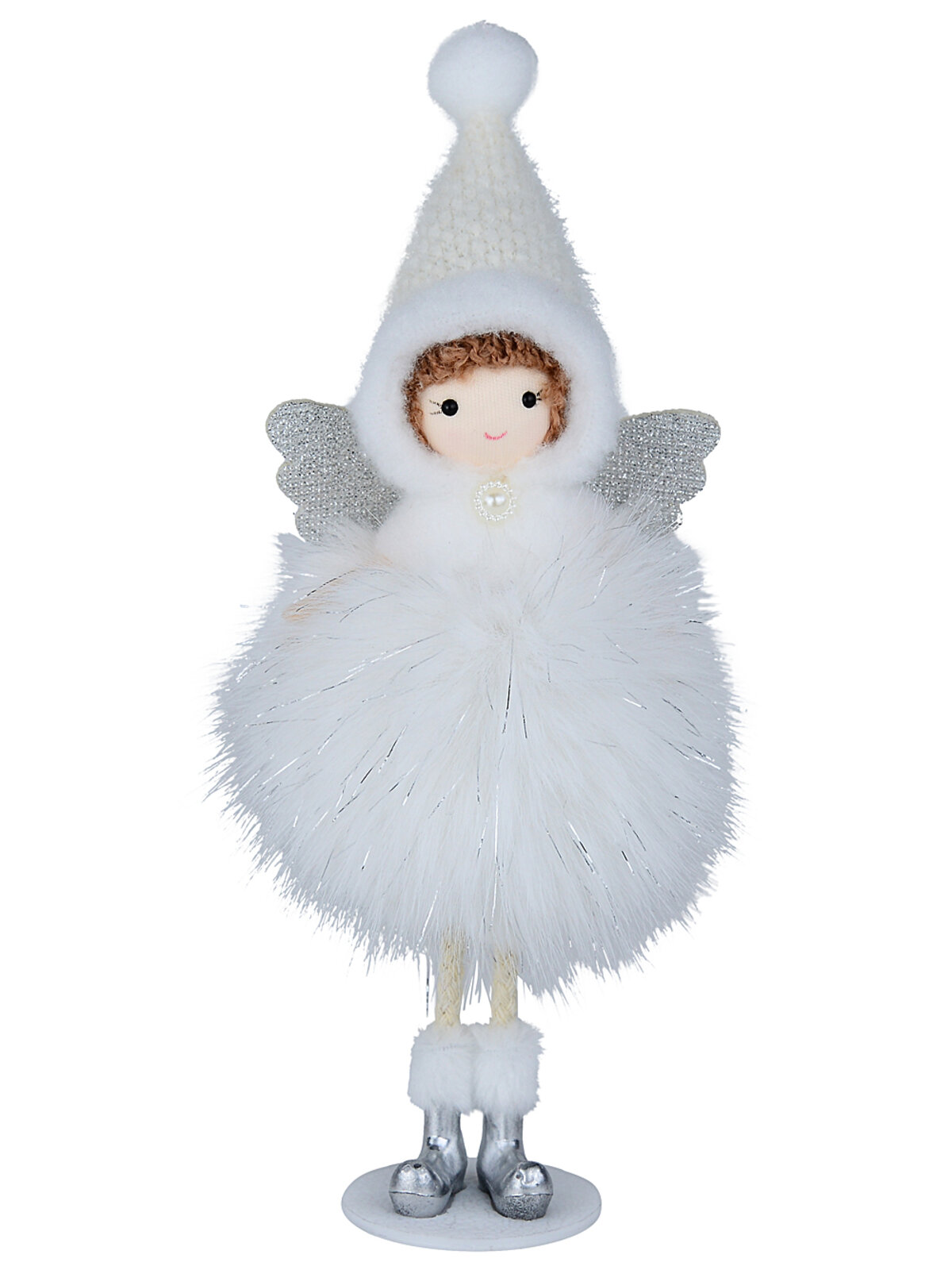 Whimsical Frost Angel With Tall Winter Santa Hat Tabletop Figurine | 22cm