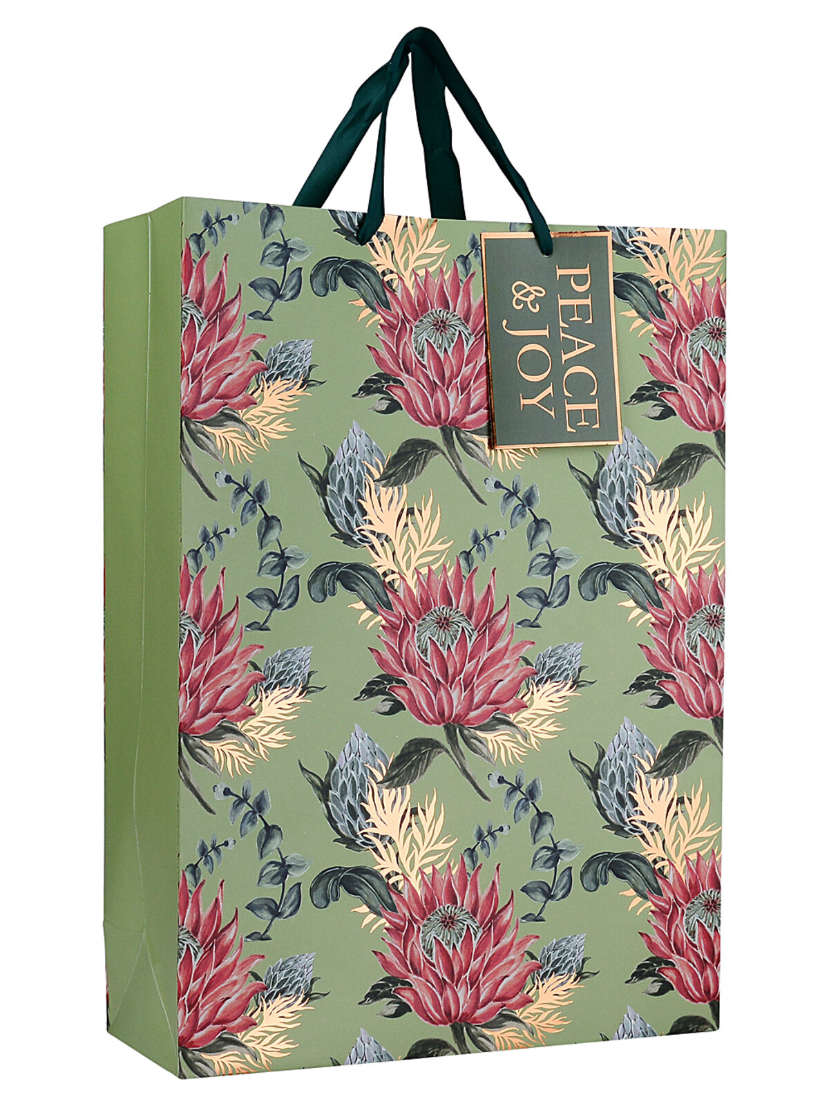 Small Elegant Native Australian Protea & Foliage Christmas Gift Bag | 23cm