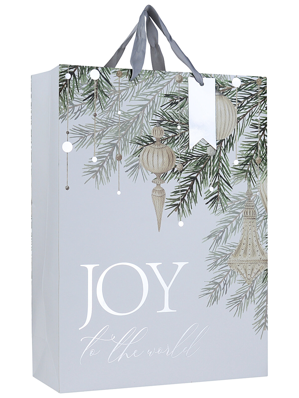 Small Boutique Joy To The World Silver Foil Christmas Gift Bag | 23cm