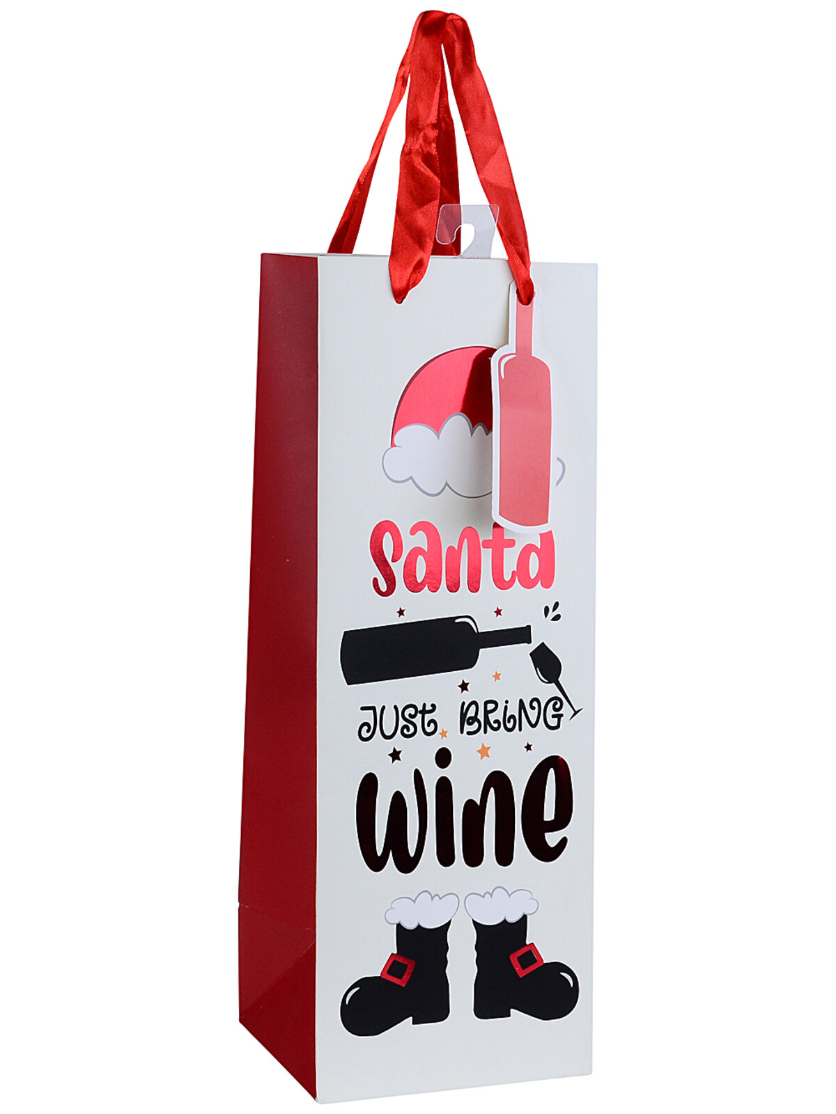 Santa Just Bring Wine Festive Christmas Bottle Gift Bag | 36cm