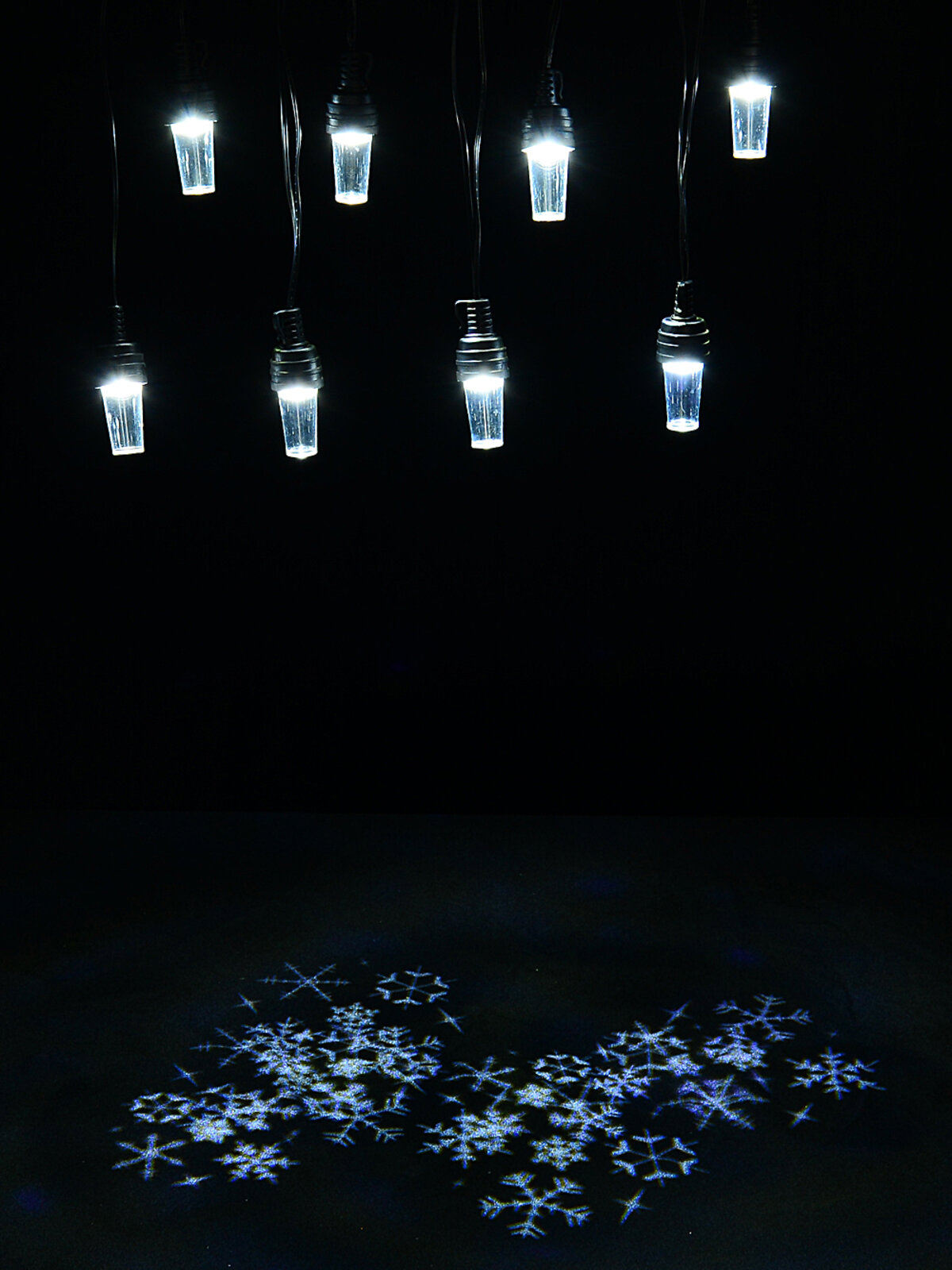 8 LED Cool White Snowflake Projector Fairy Lights With Timer | 3.5m